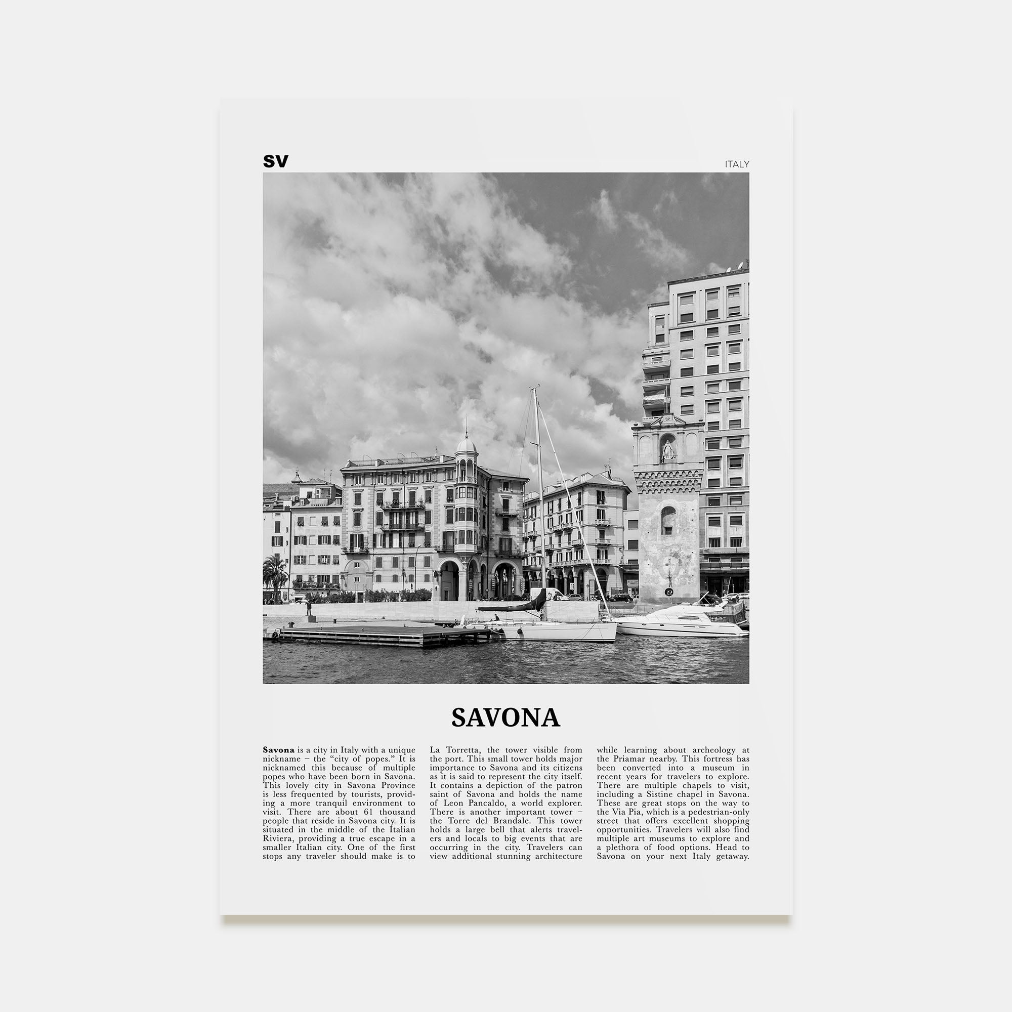 Savona Travel B&W Poster