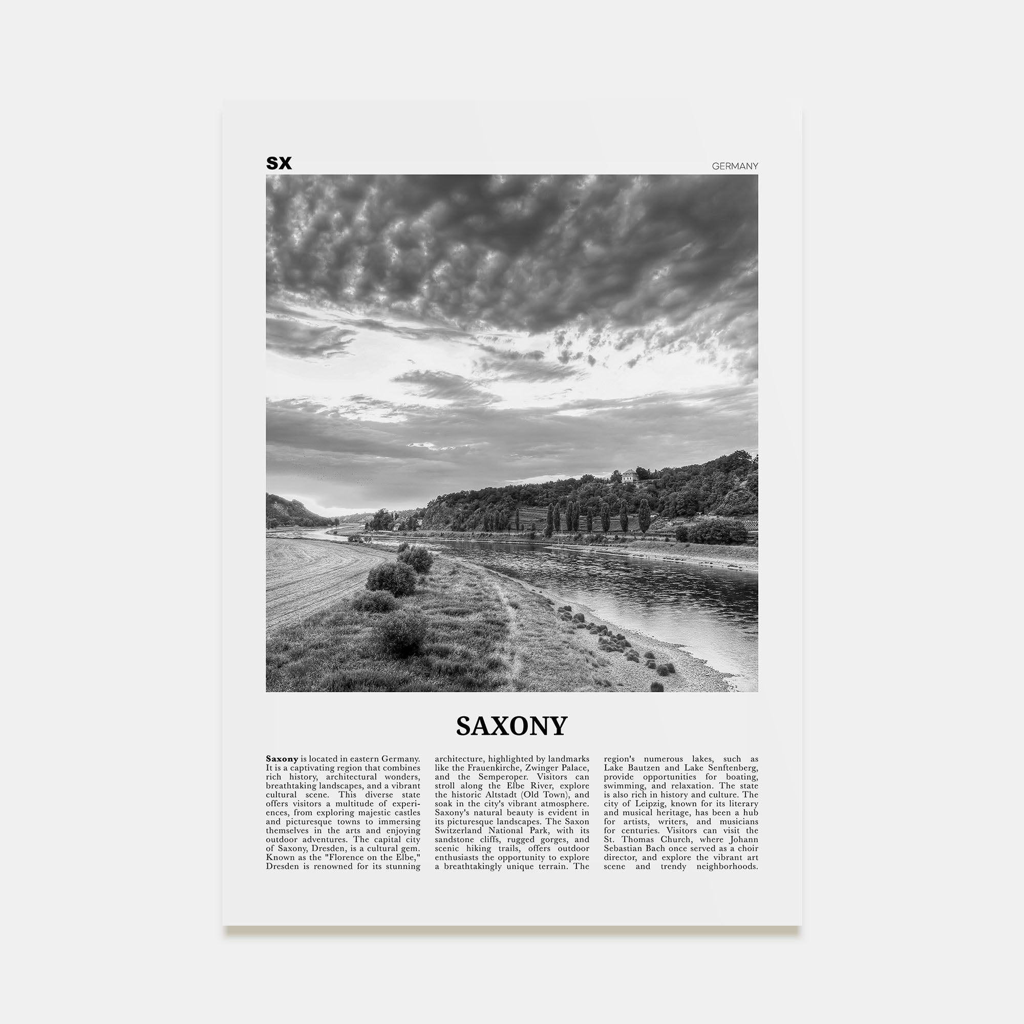 Saxony Travel B&W Poster