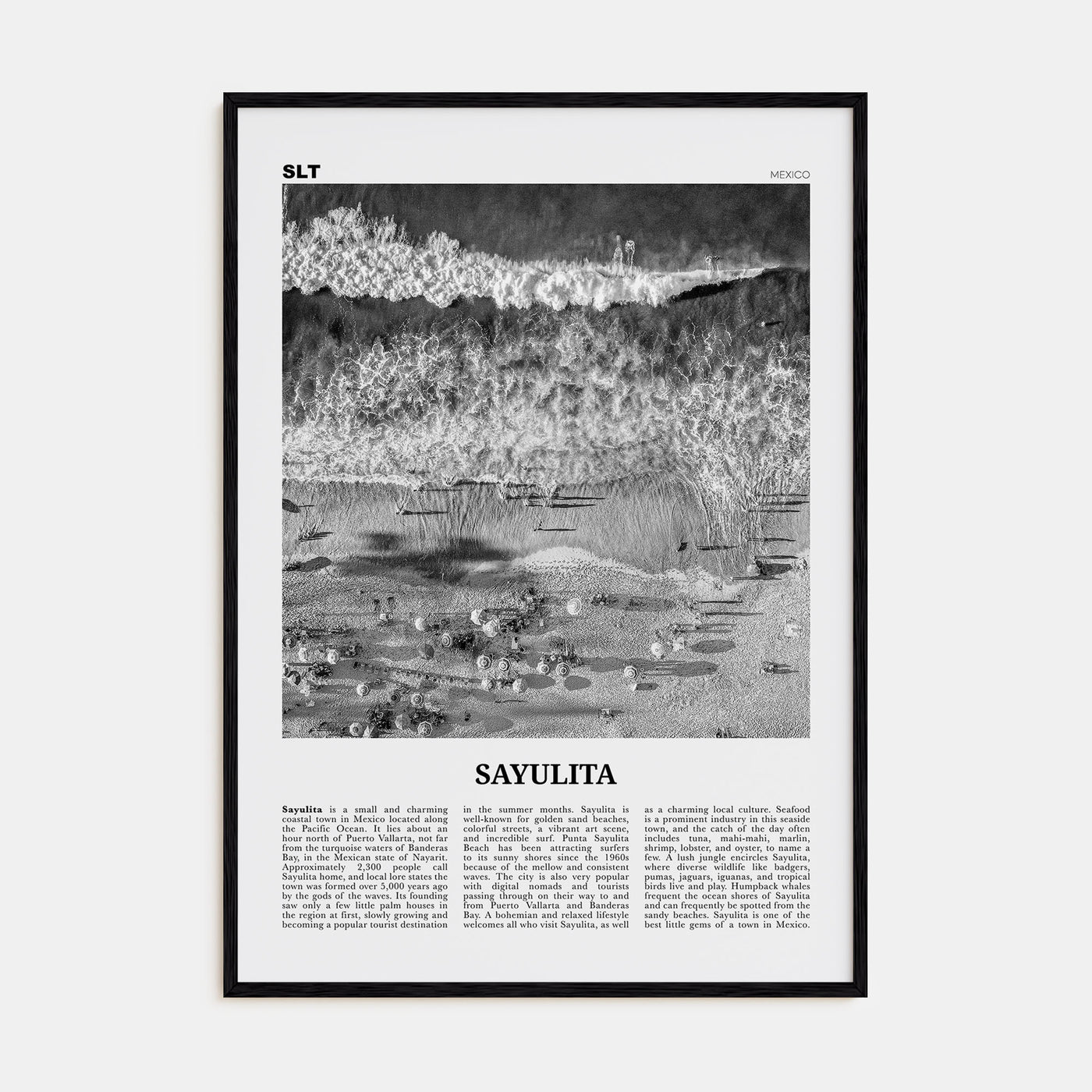 Sayulita Travel B&W Poster