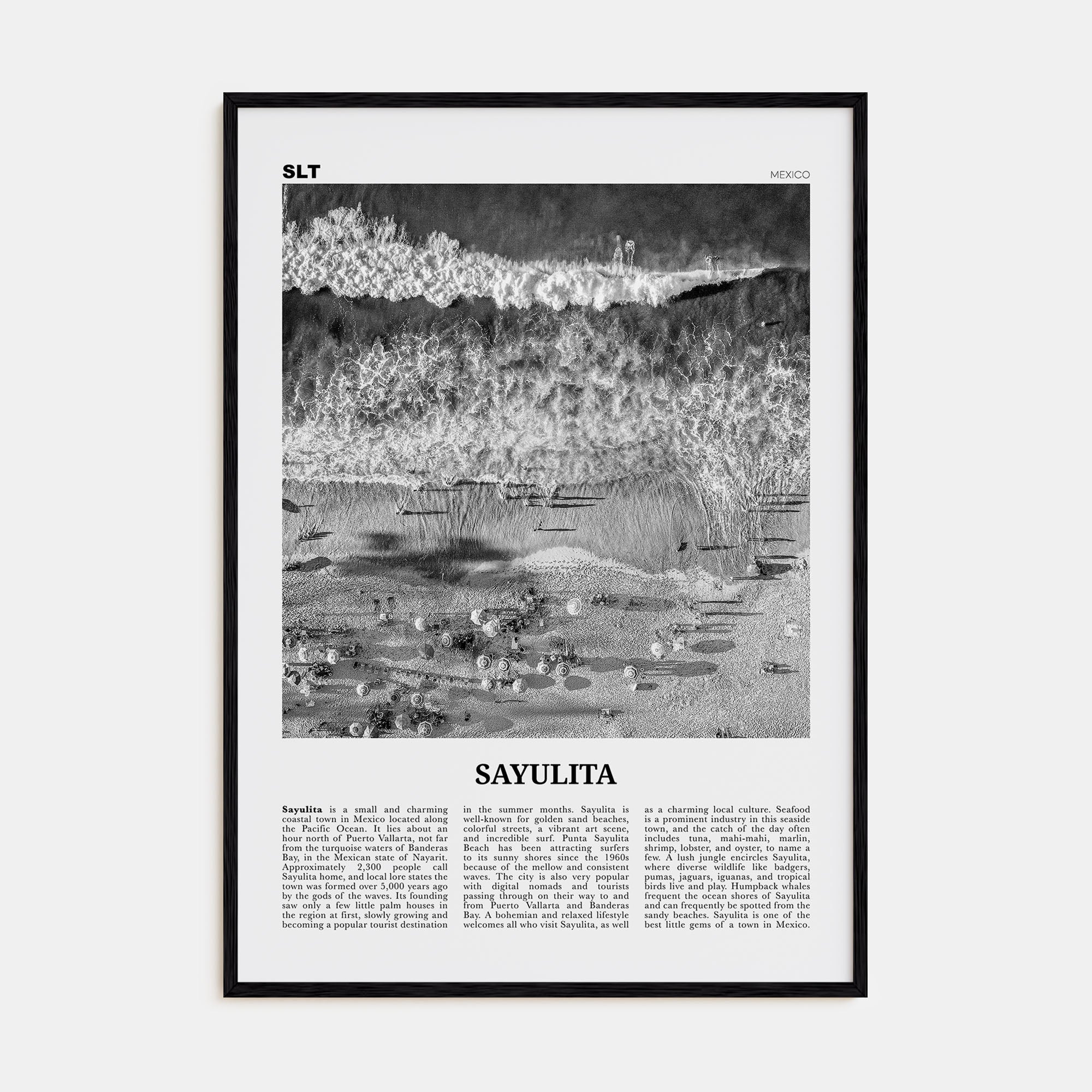 Sayulita Travel B&W Poster