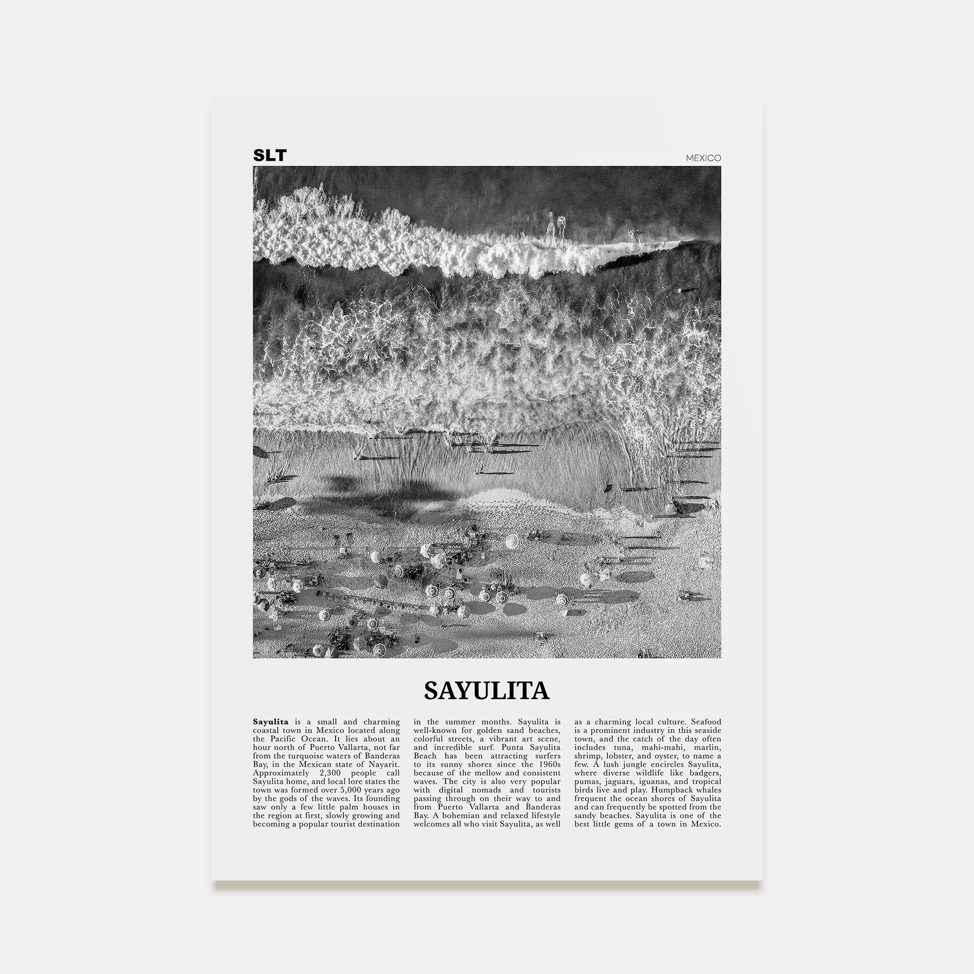 Sayulita Travel B&W Poster