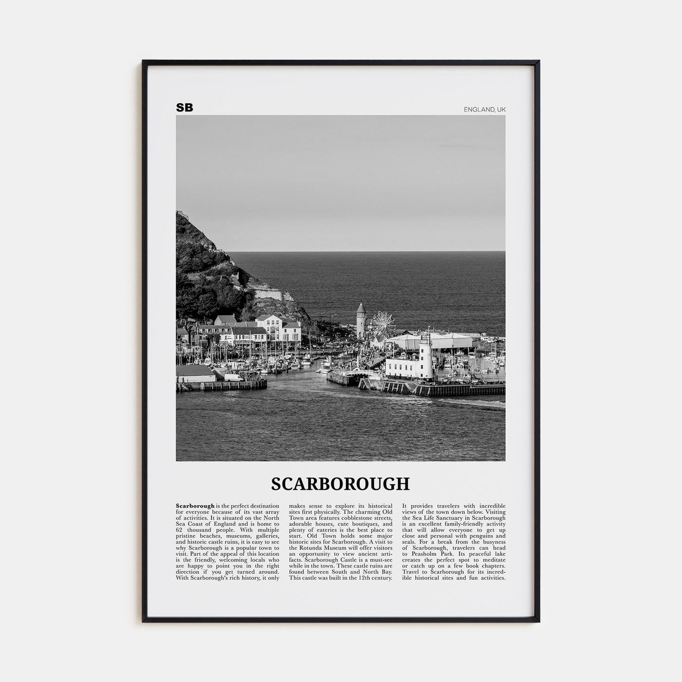 Scarborough Travel B&W Poster