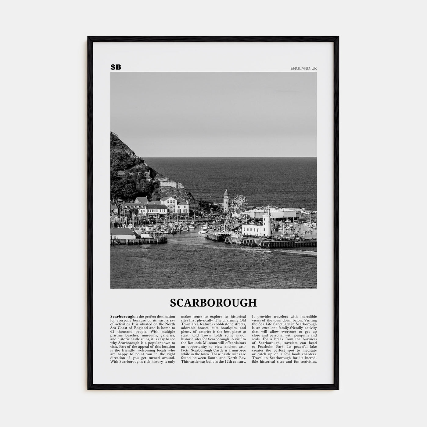 Scarborough Travel B&W Poster