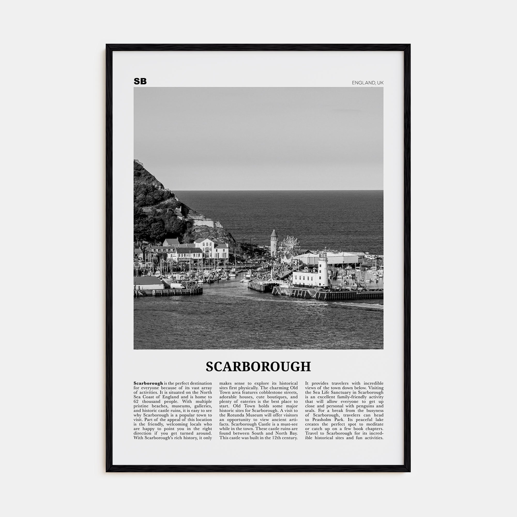 Scarborough Travel B&W Poster