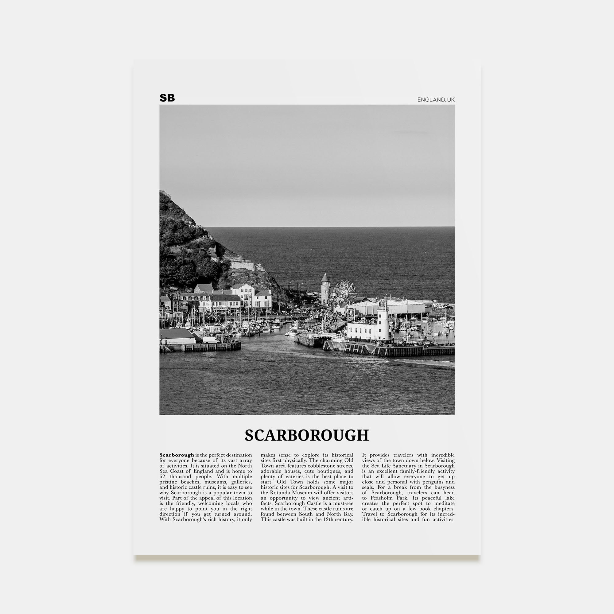 Scarborough Travel B&W Poster