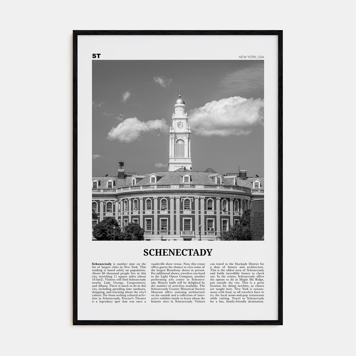 Schenectady Travel B&W Poster