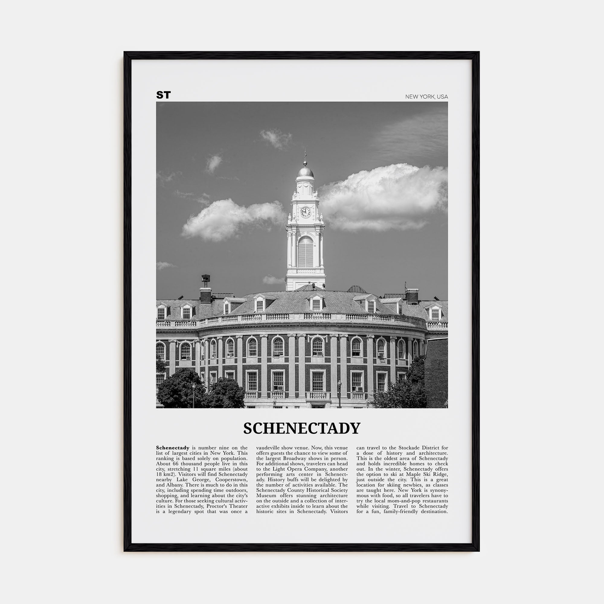 Schenectady Travel B&W Poster