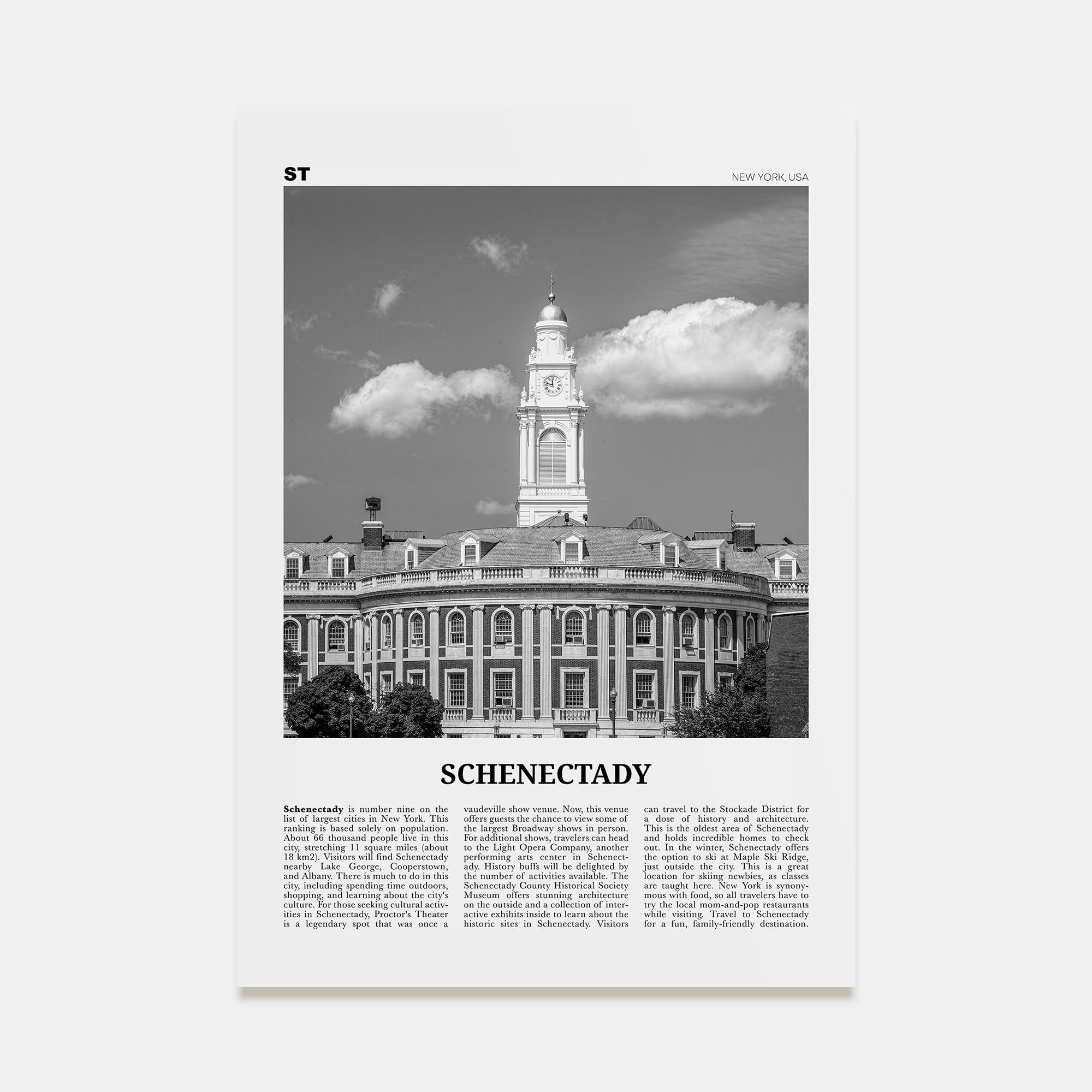 Schenectady Travel B&W Poster