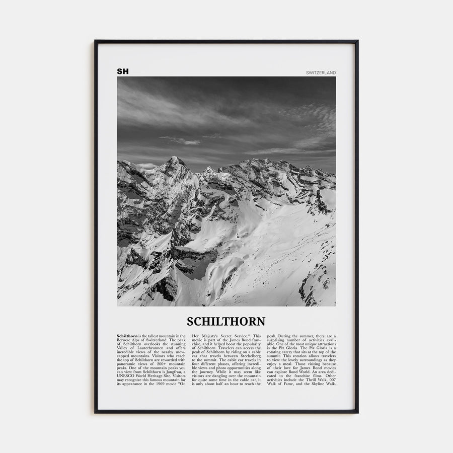 Schilthorn Travel B&W Poster