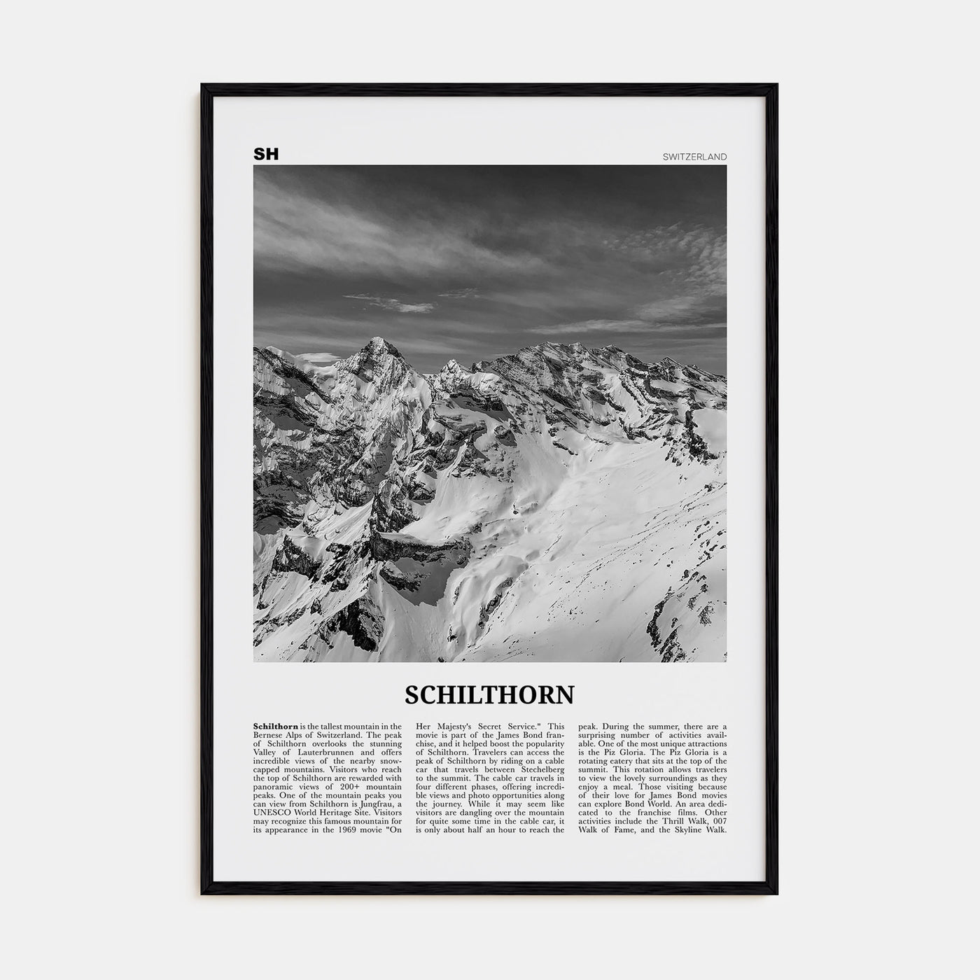 Schilthorn Travel B&W Poster