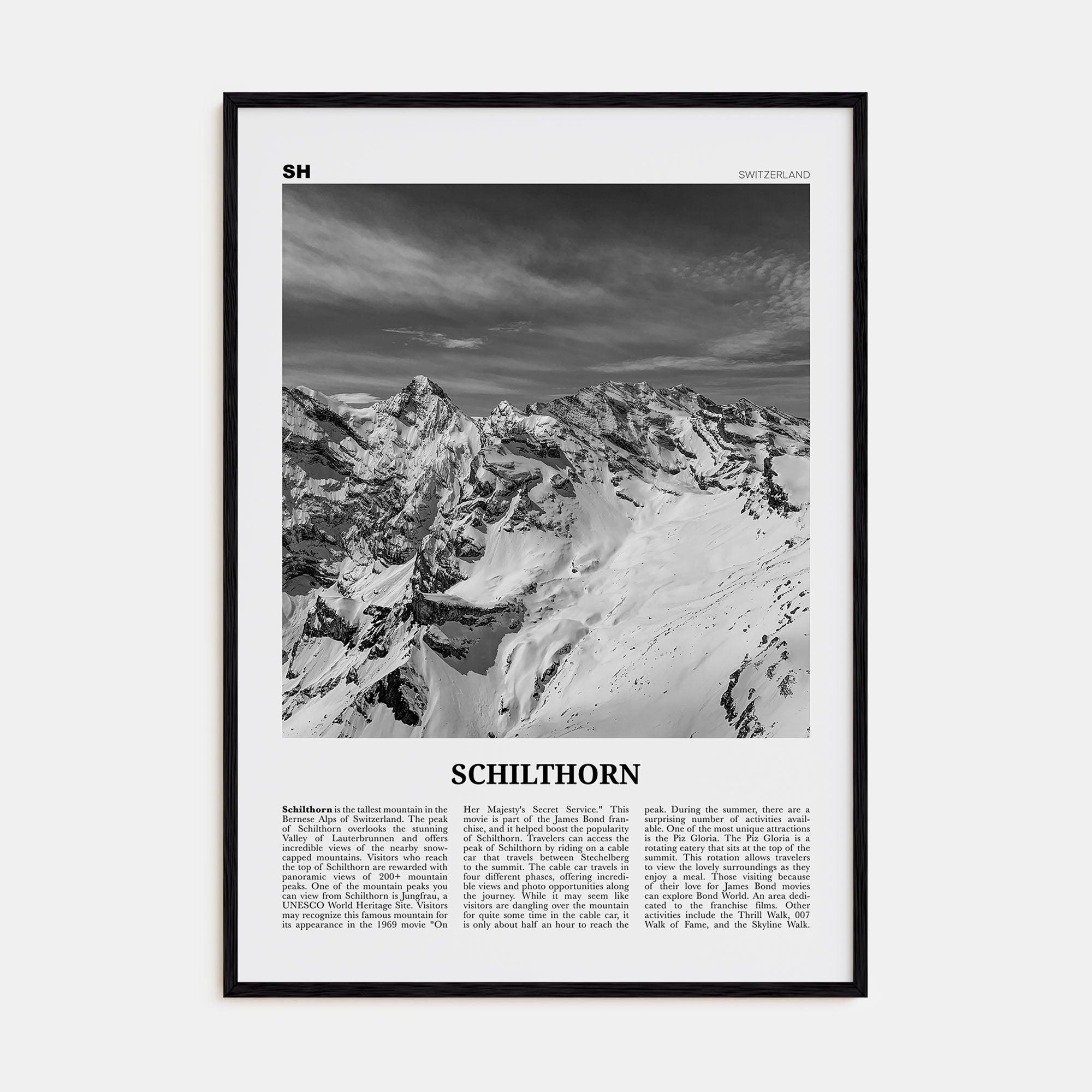 Schilthorn Travel B&W Poster