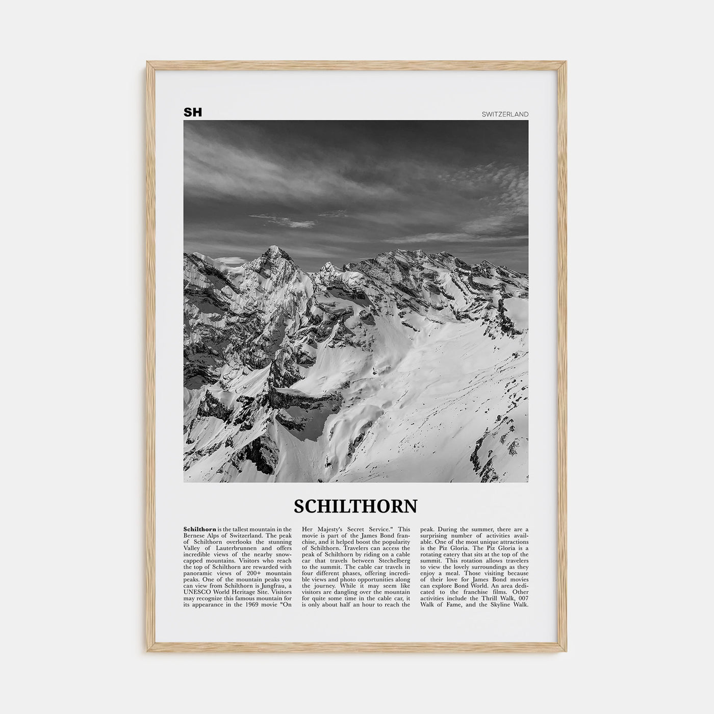 Schilthorn Travel B&W Poster