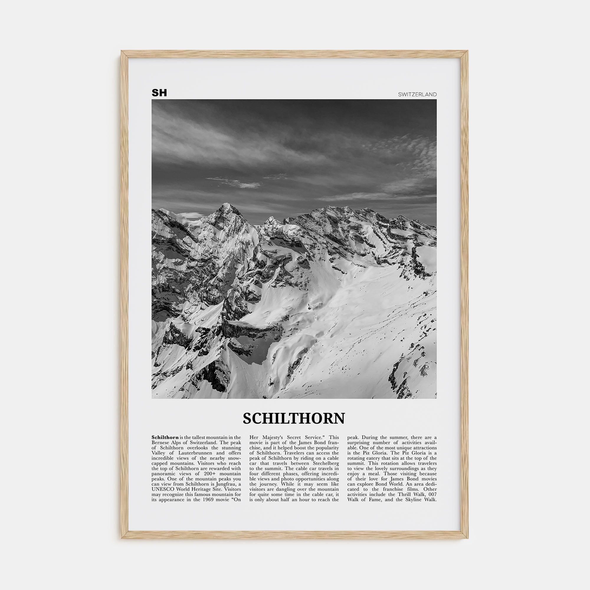 Schilthorn Travel B&W Poster