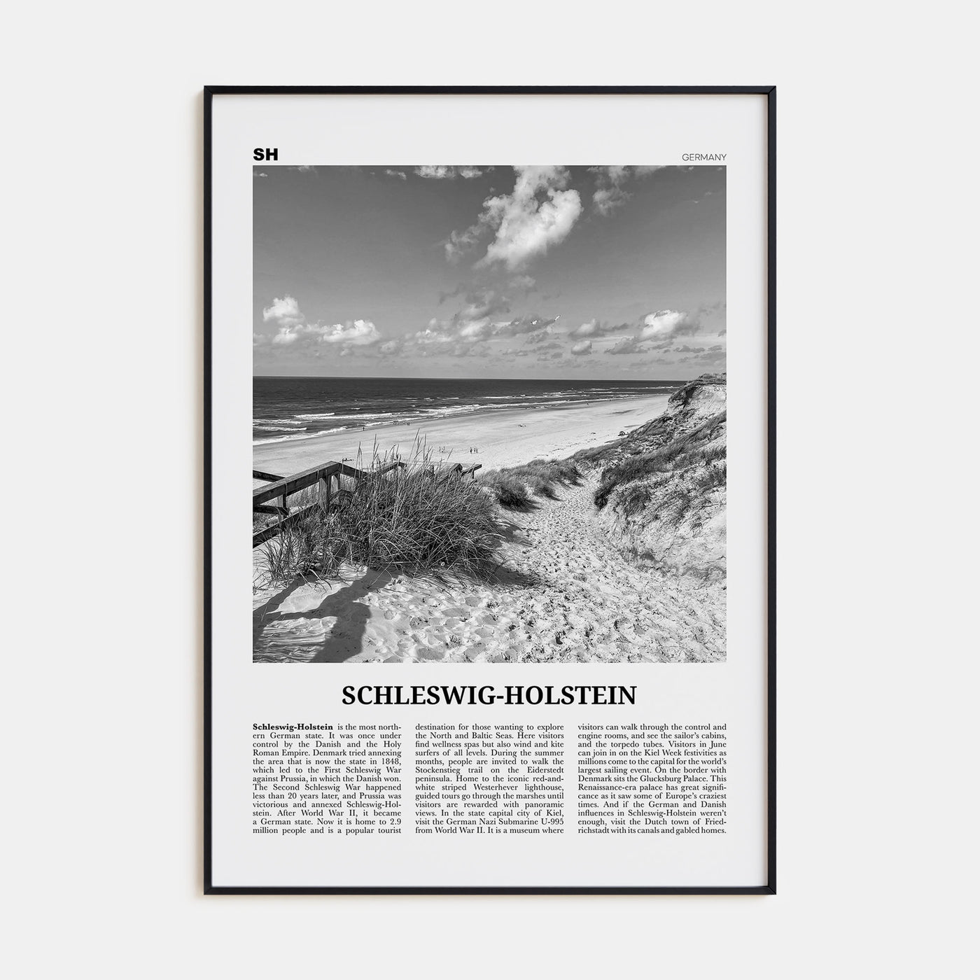 Schleswig-Holstein Travel B&W Poster