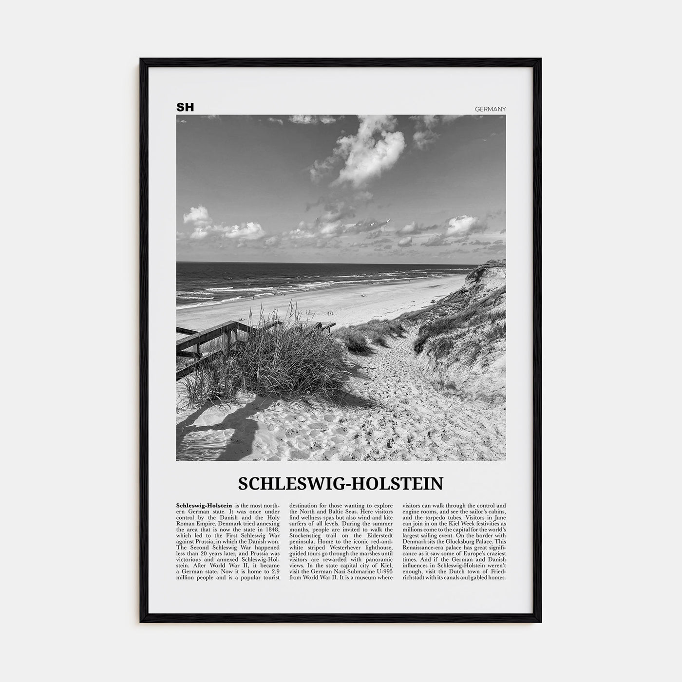 Schleswig-Holstein Travel B&W Poster