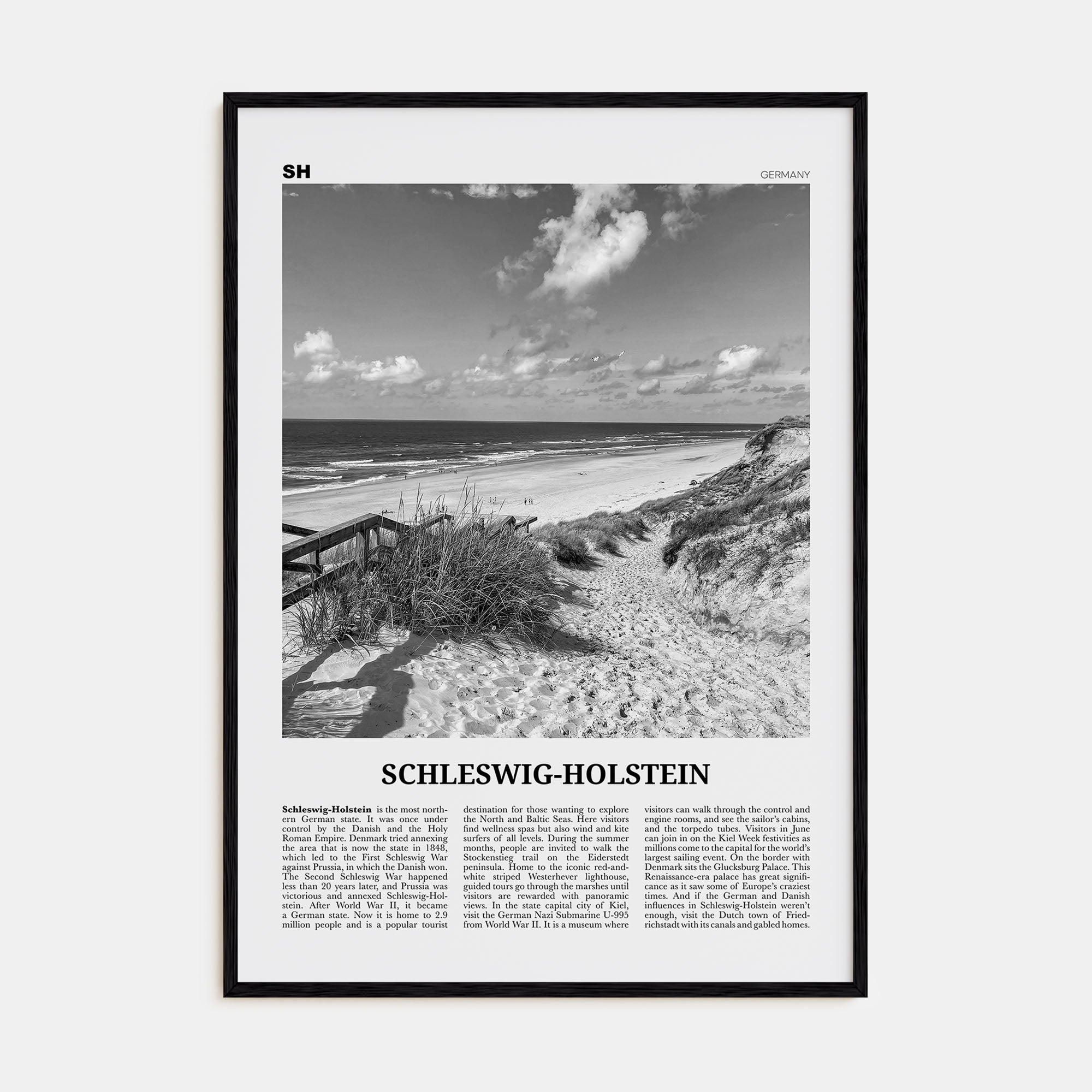 Schleswig-Holstein Travel B&W Poster