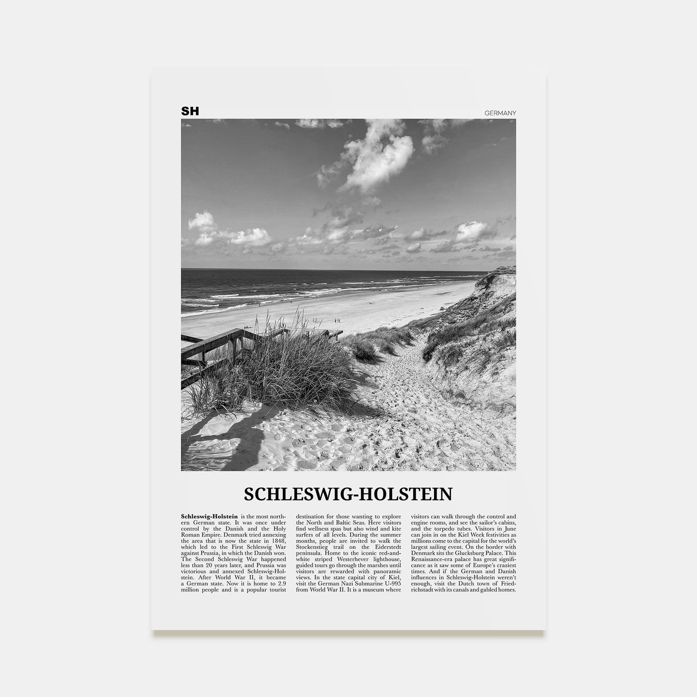 Schleswig-Holstein Travel B&W Poster