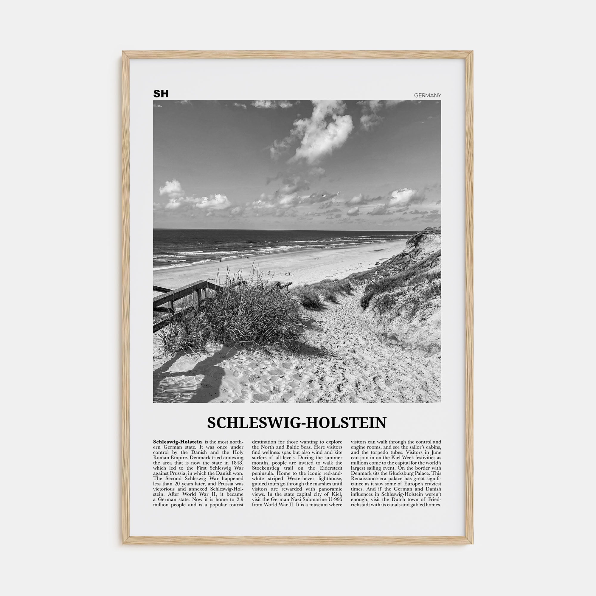 Schleswig-Holstein Travel B&W Poster