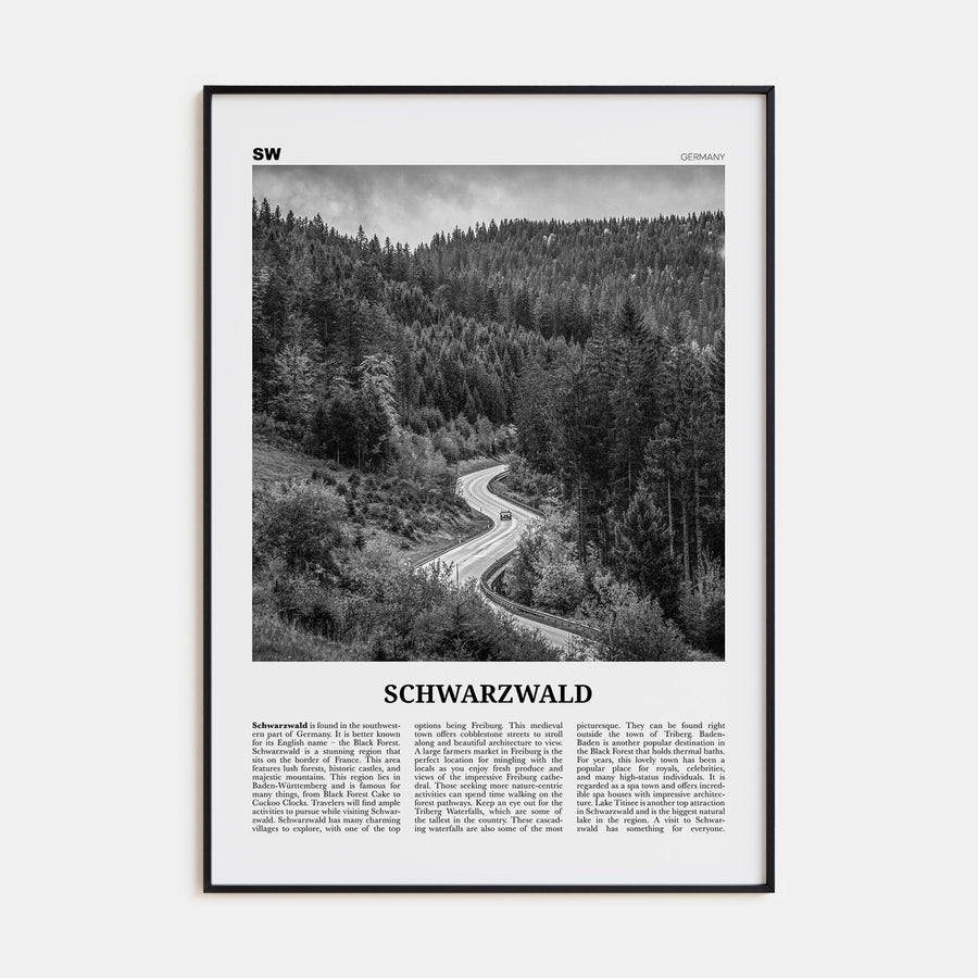 Schwarzwald Travel B&W Poster