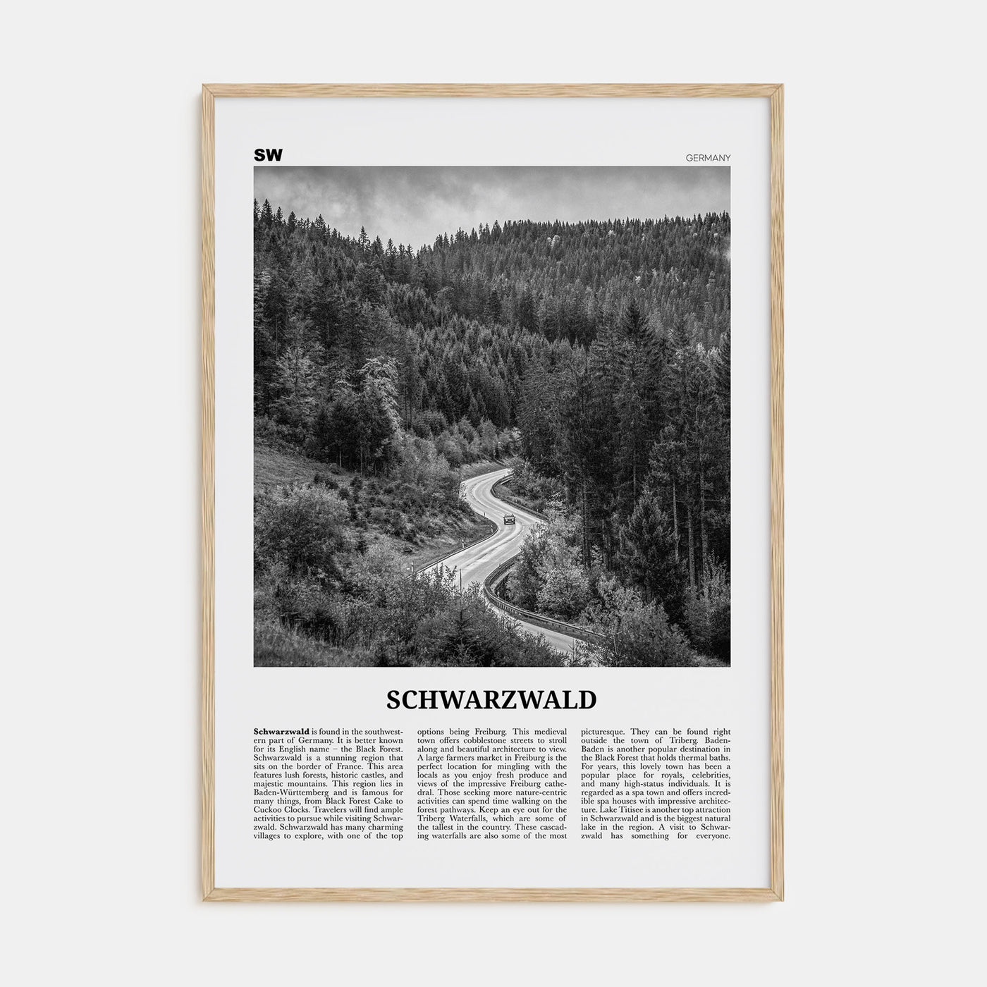Schwarzwald Travel B&W Poster