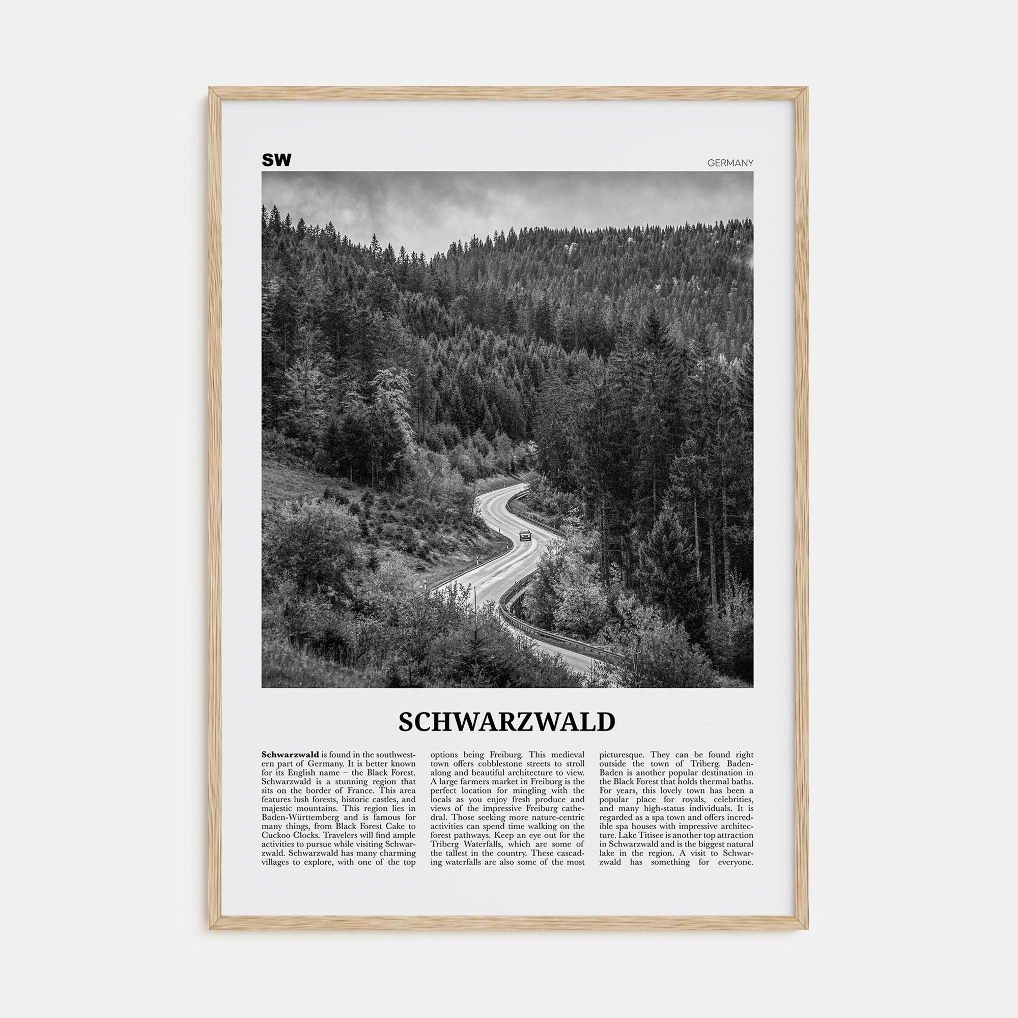 Schwarzwald Travel B&W Poster