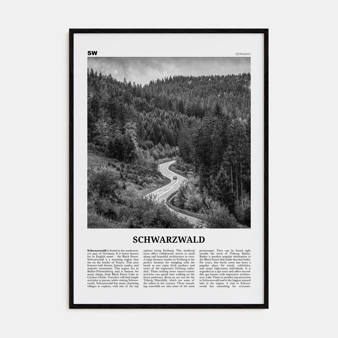 Schwarzwald Travel B&W Poster