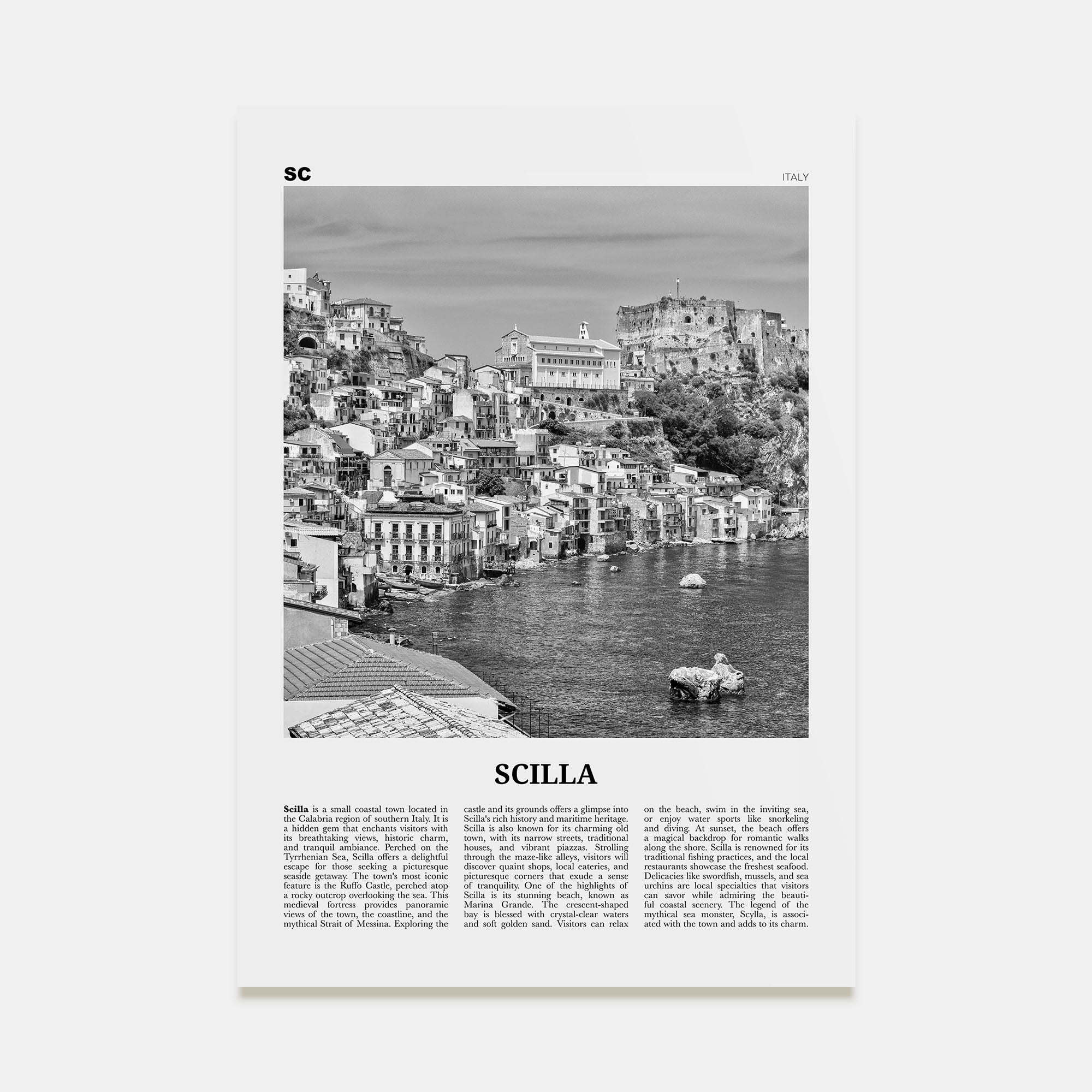 Scilla Travel B&W Poster