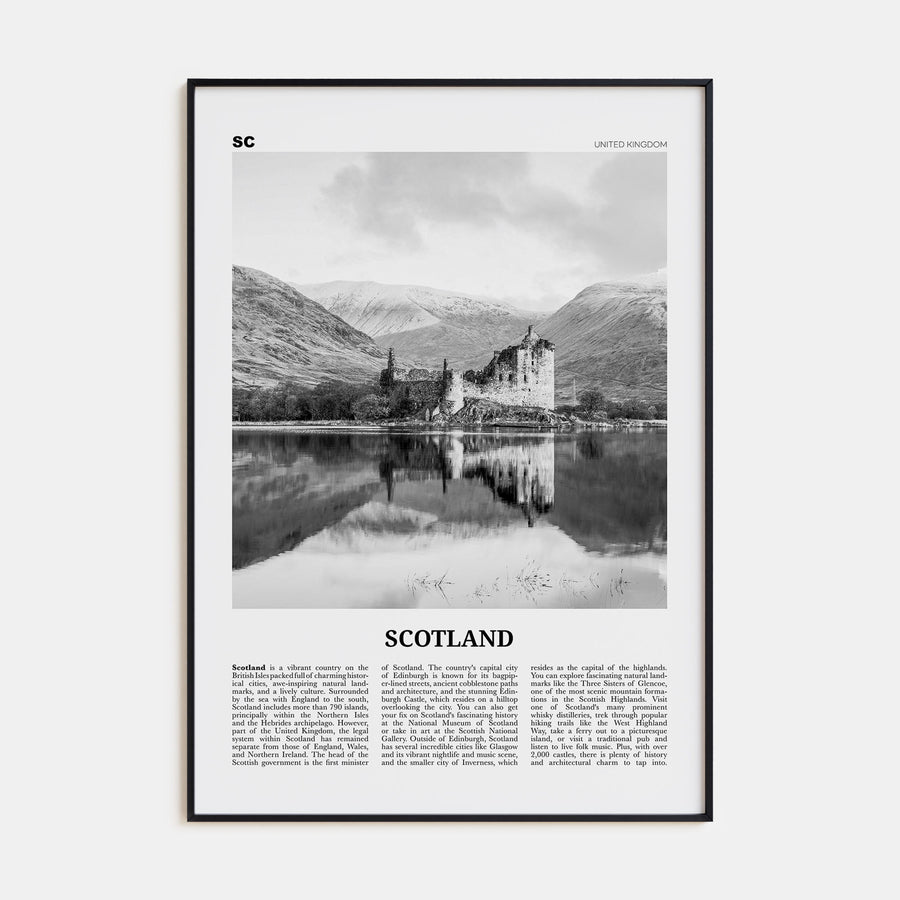 Scotland Travel B&W Poster