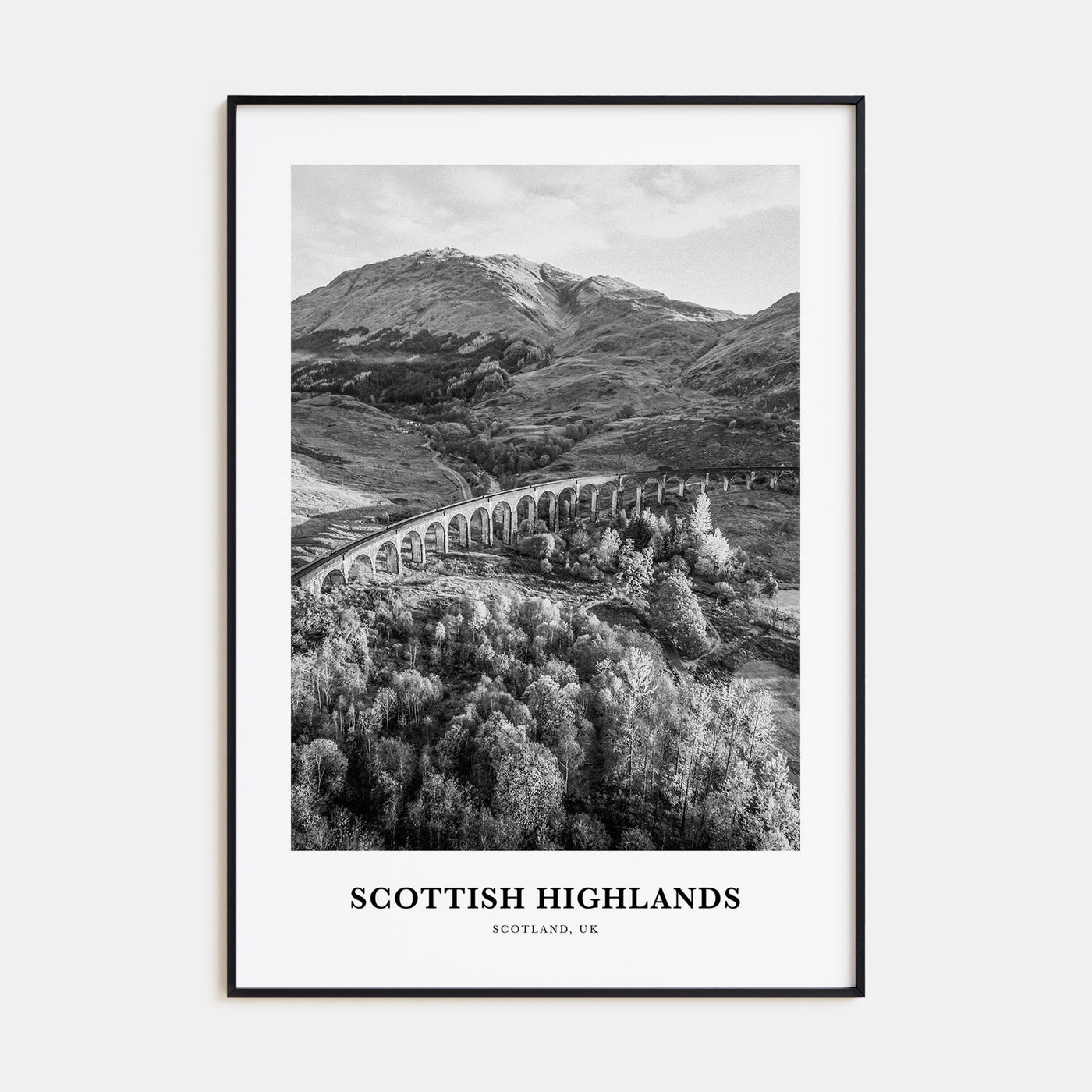 Scottish Highlands Portrait B&W Poster