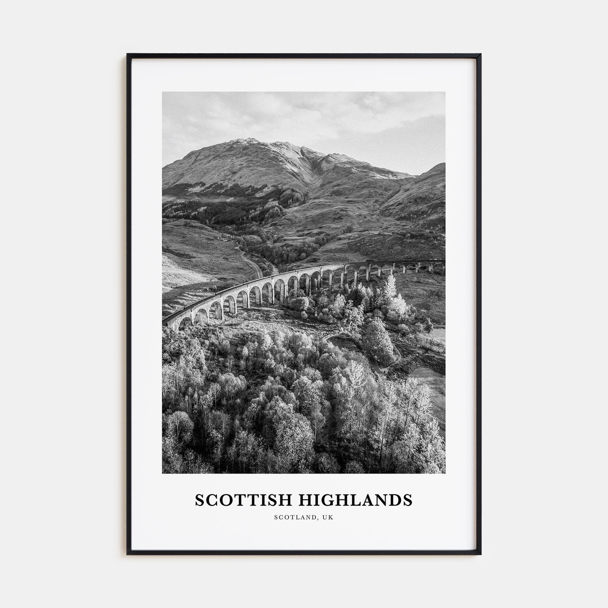 Scottish Highlands Portrait B&W Poster