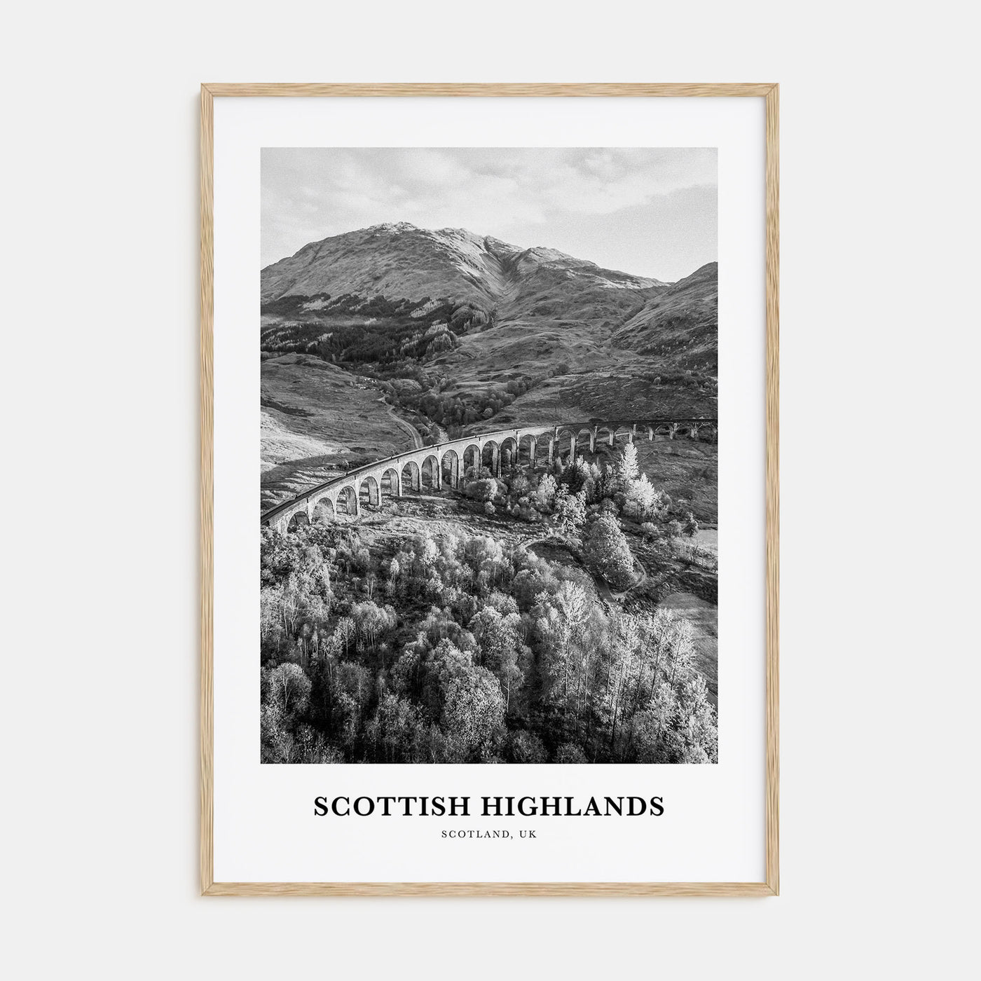 Scottish Highlands Portrait B&W Poster