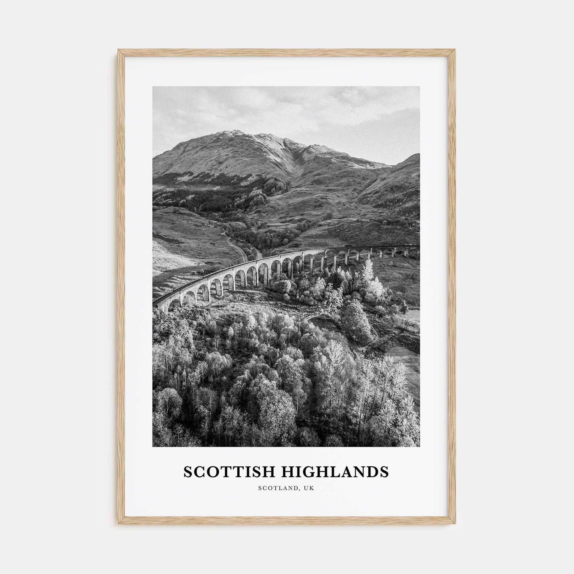 Scottish Highlands Portrait B&W Poster