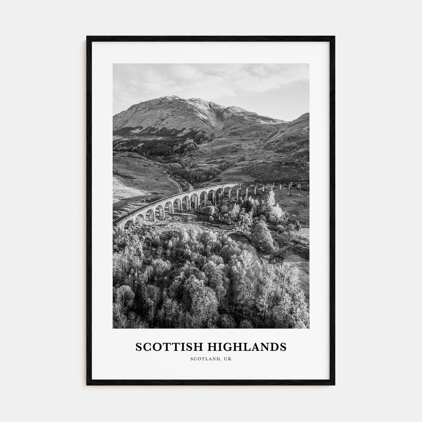 Scottish Highlands Portrait B&W Poster