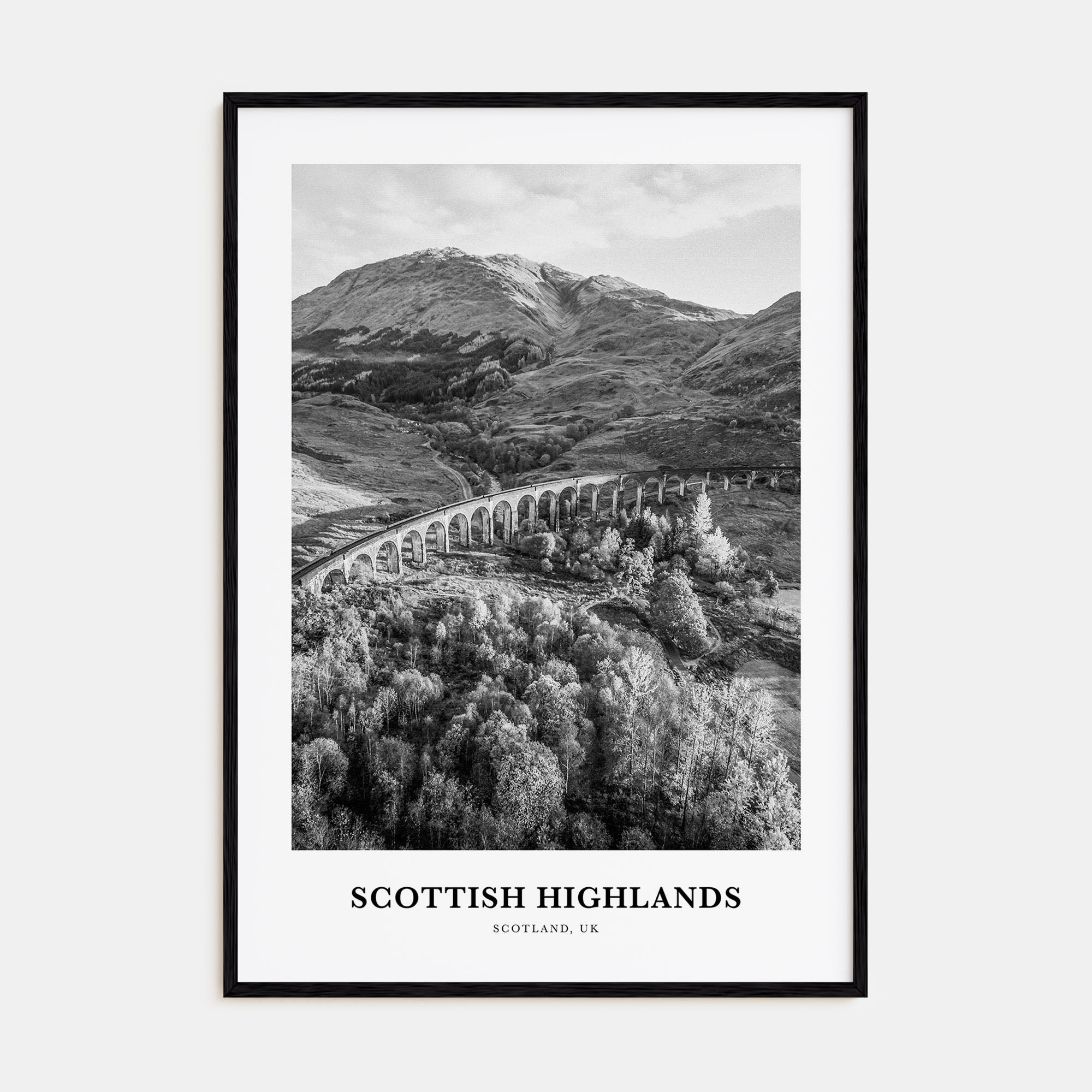 Scottish Highlands Portrait B&W Poster