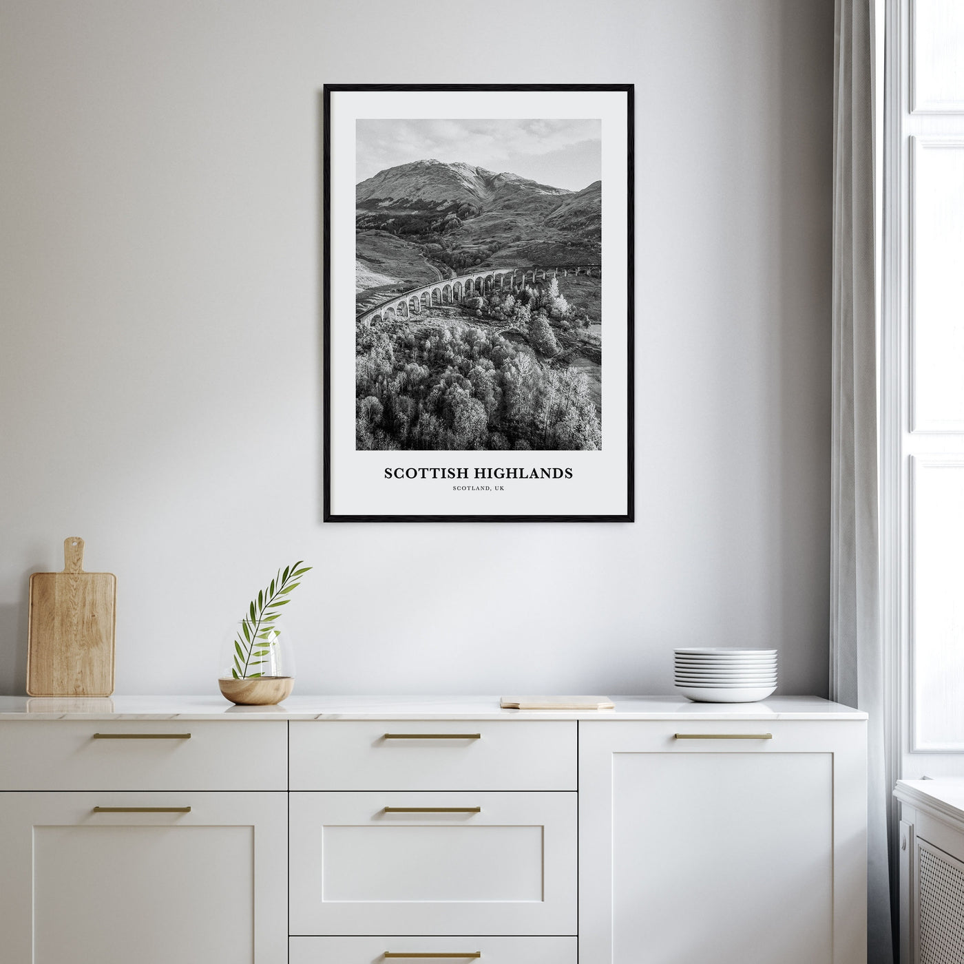 Scottish Highlands Portrait B&W Poster