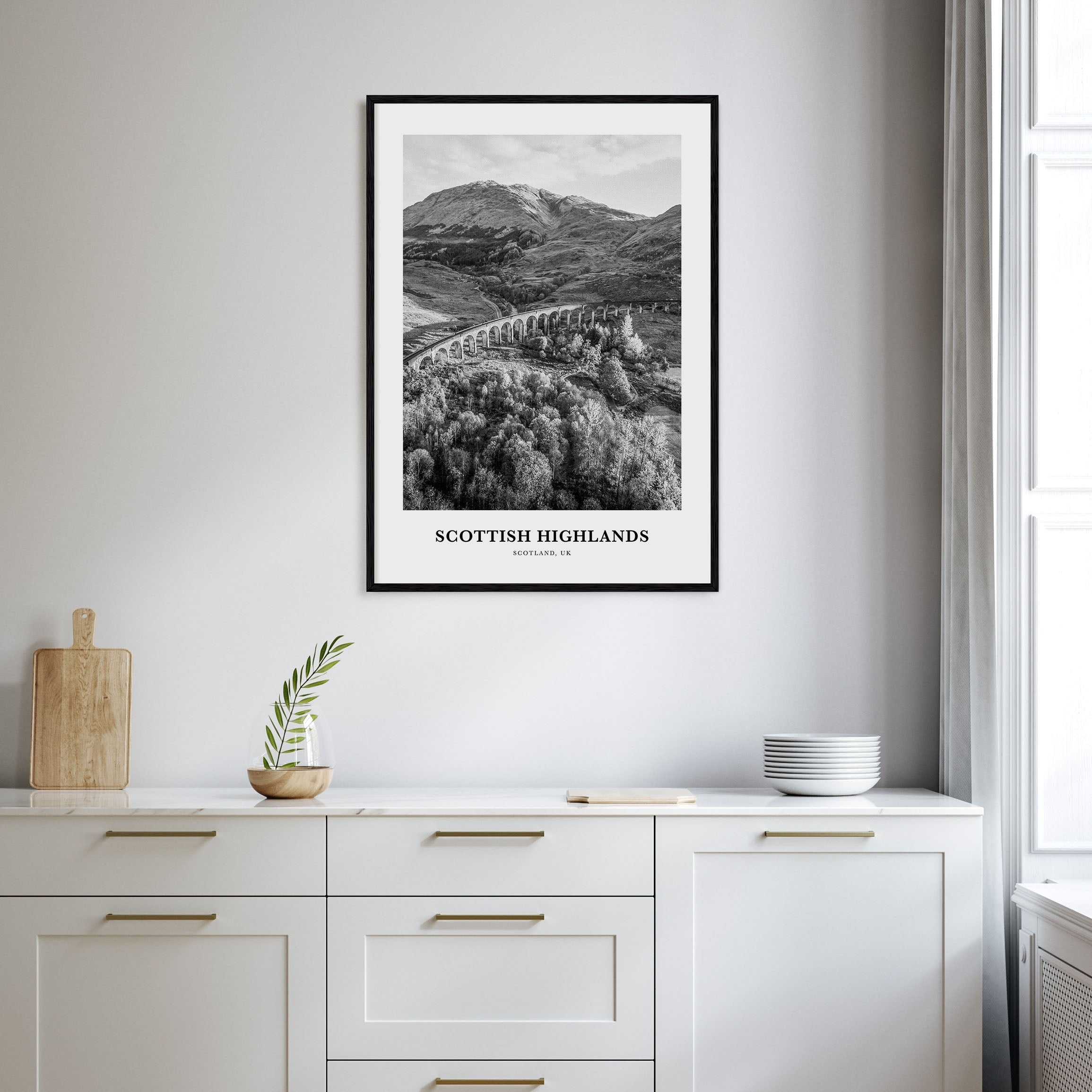 Scottish Highlands Portrait B&W Poster