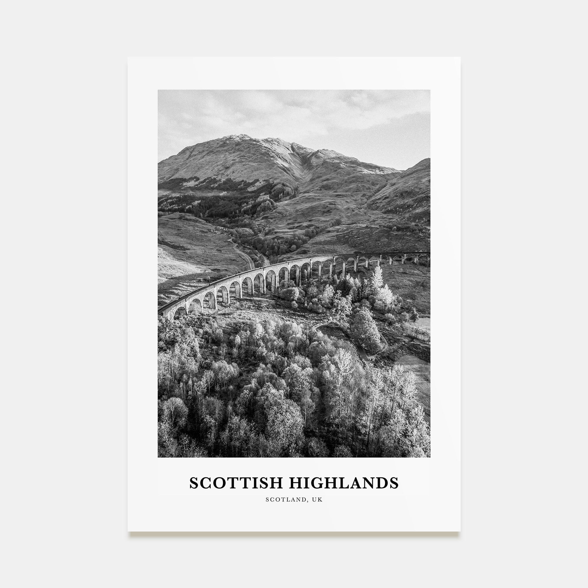 Scottish Highlands Portrait B&W Poster