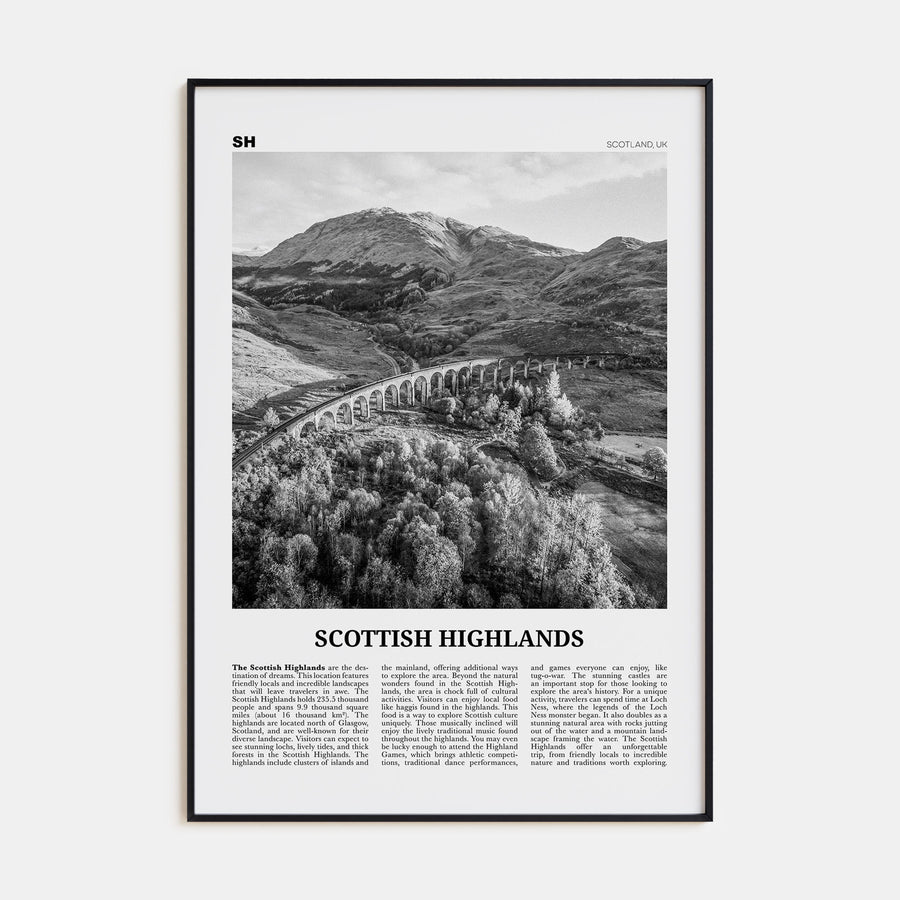 Scottish Highlands Travel B&W Poster