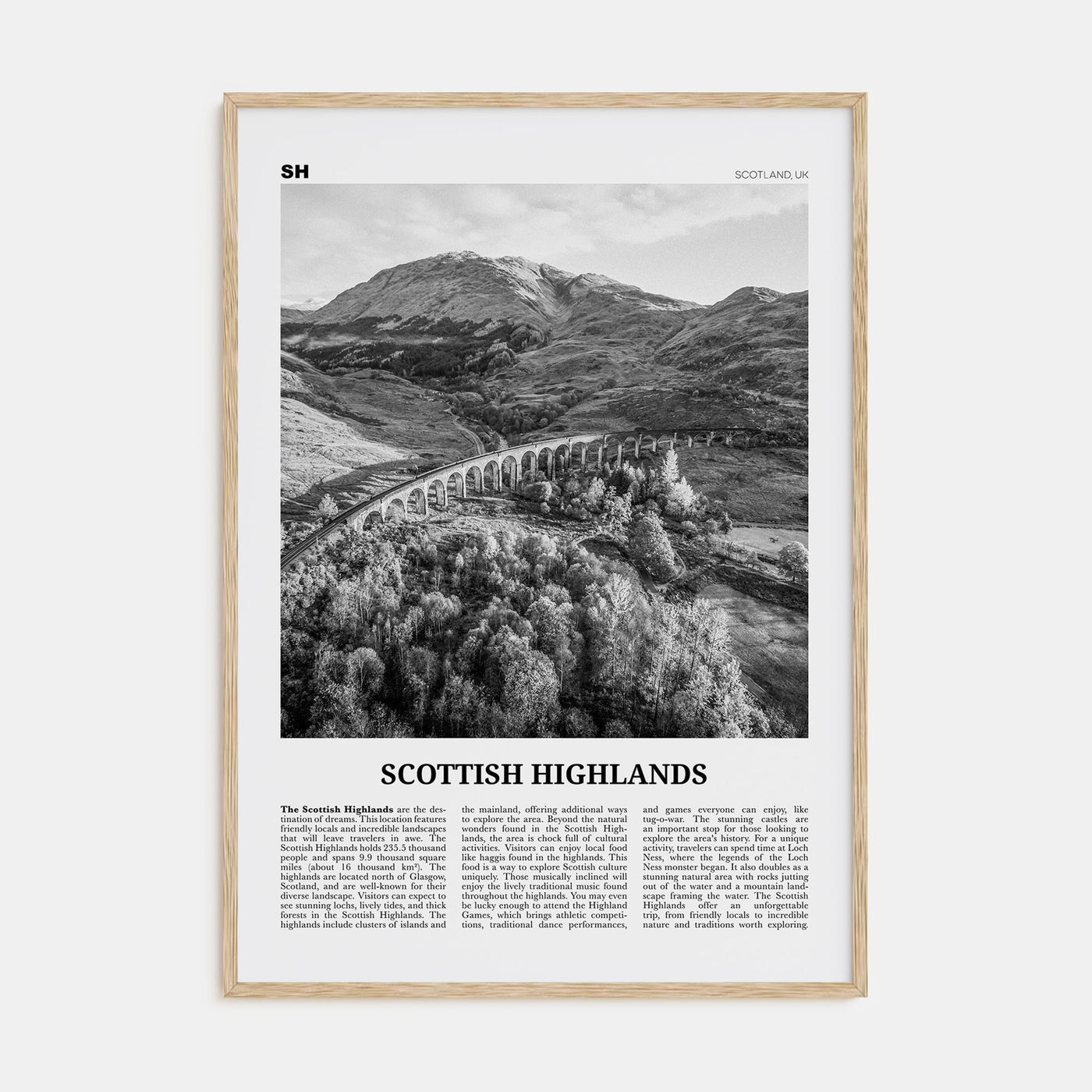 Scottish Highlands Travel B&W Poster