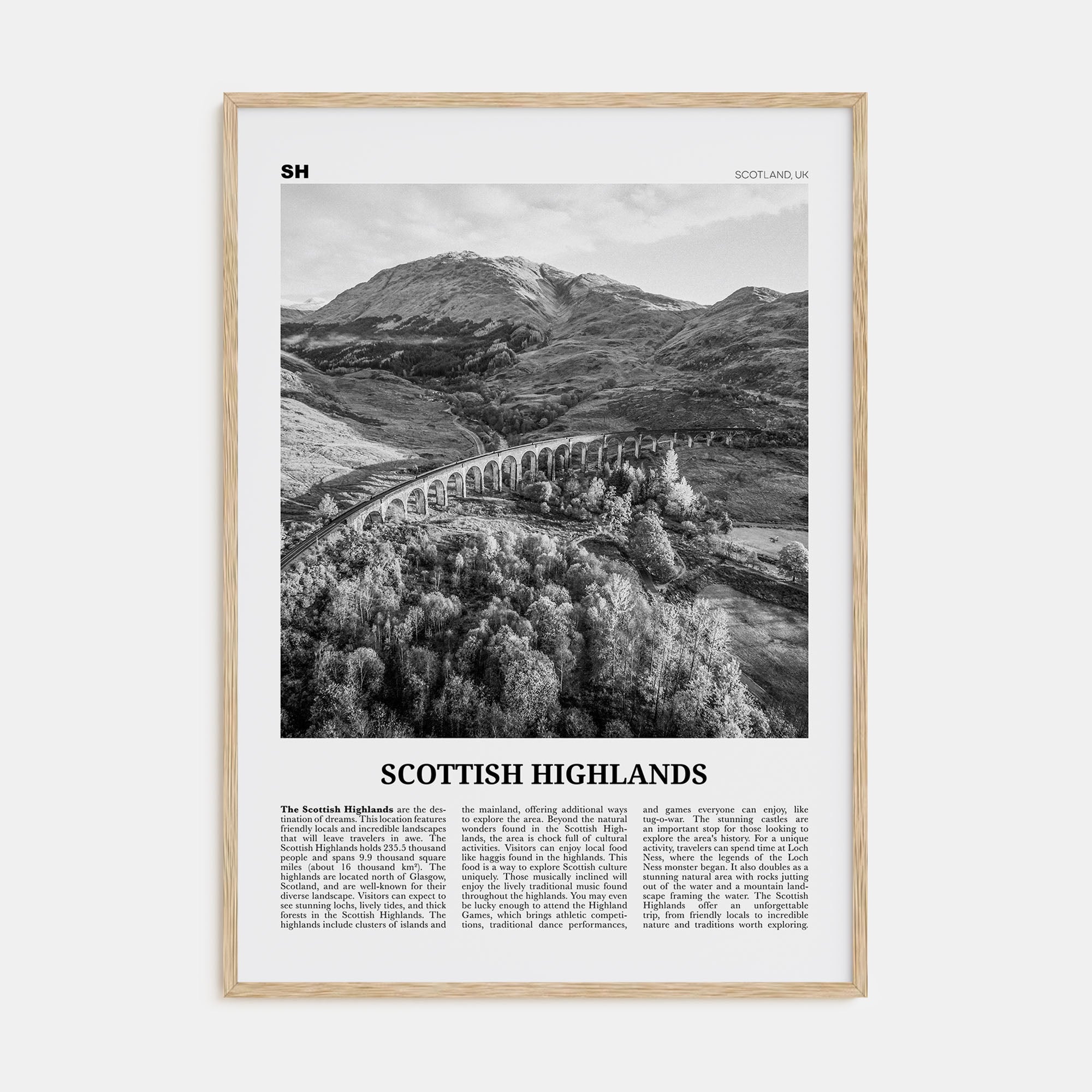 Scottish Highlands Travel B&W Poster