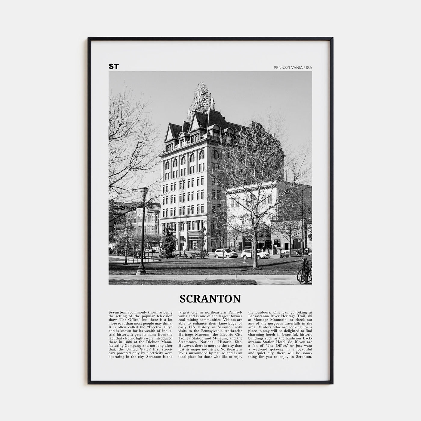 Scranton Travel B&W No 1 Poster