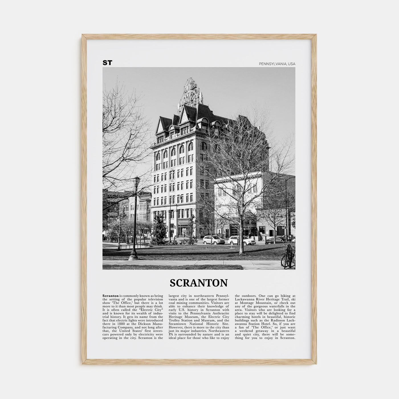 Scranton Travel B&W No 1 Poster