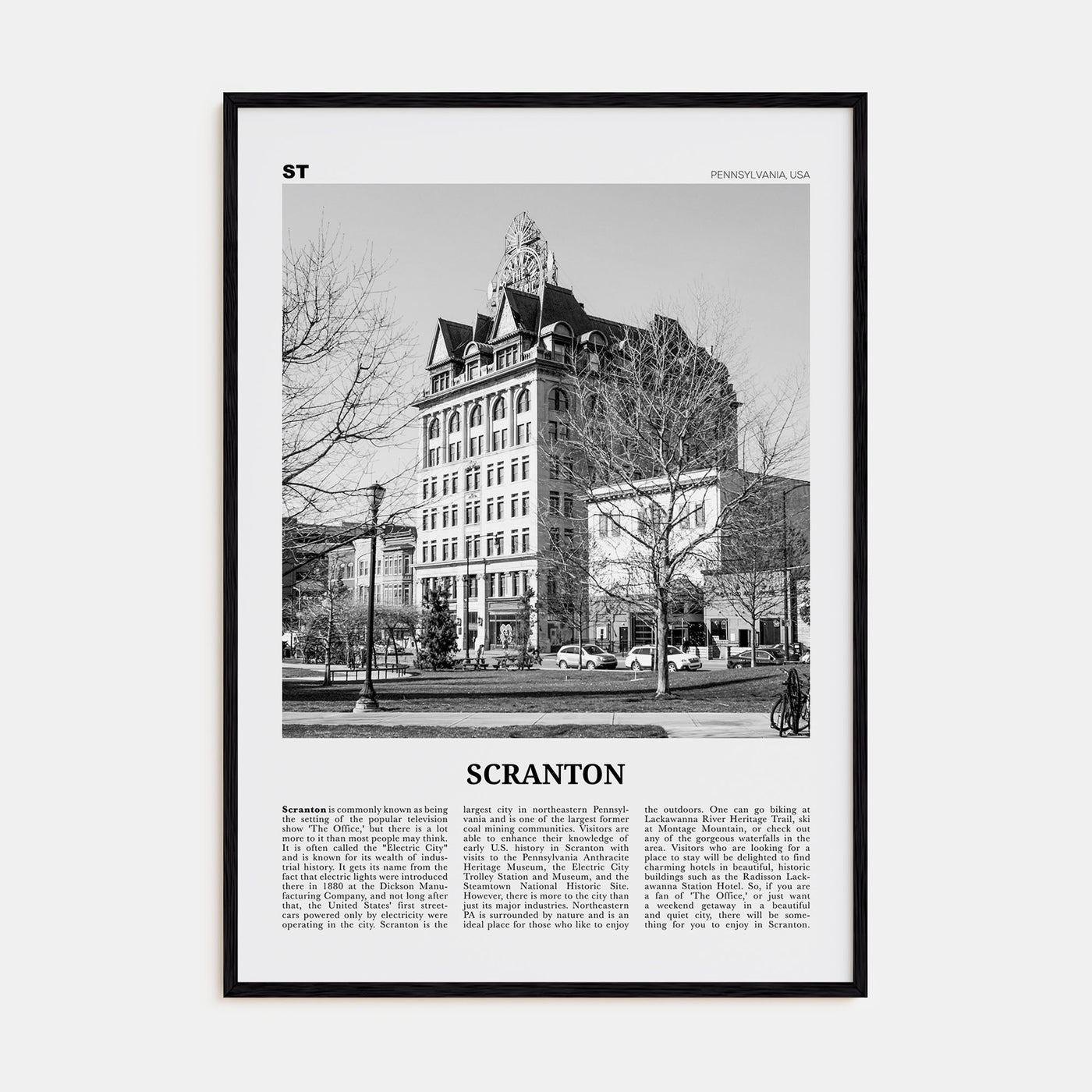 Scranton Travel B&W No 1 Poster