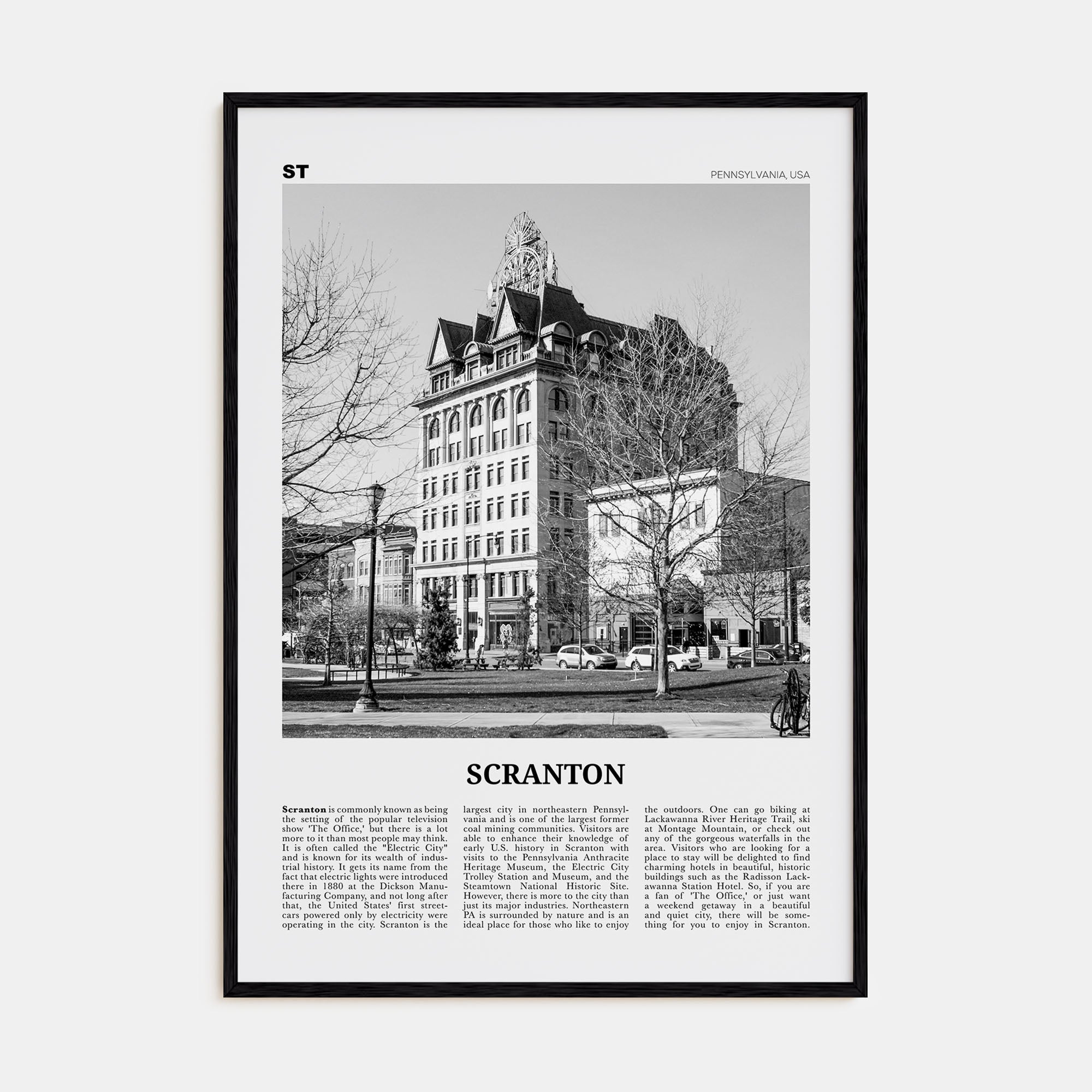 Scranton Travel B&W No 1 Poster