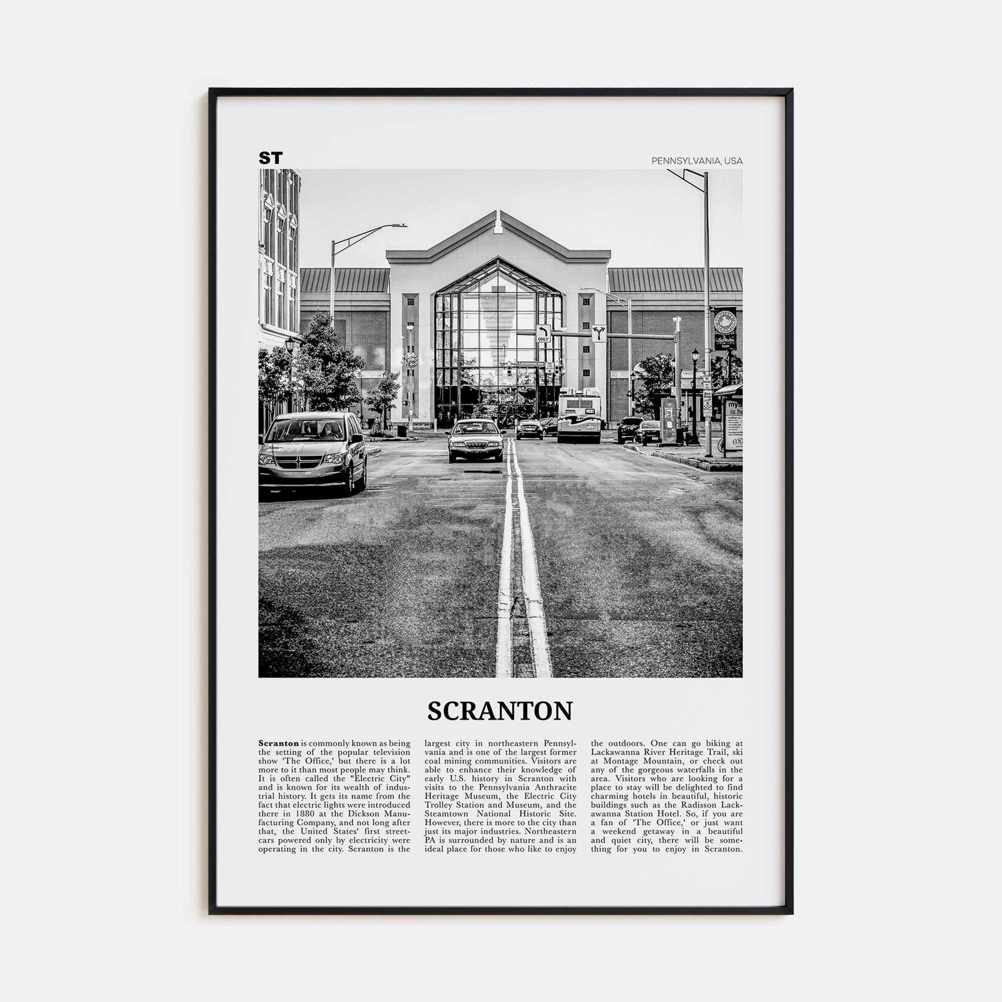 Scranton Travel B&W No 2 Poster