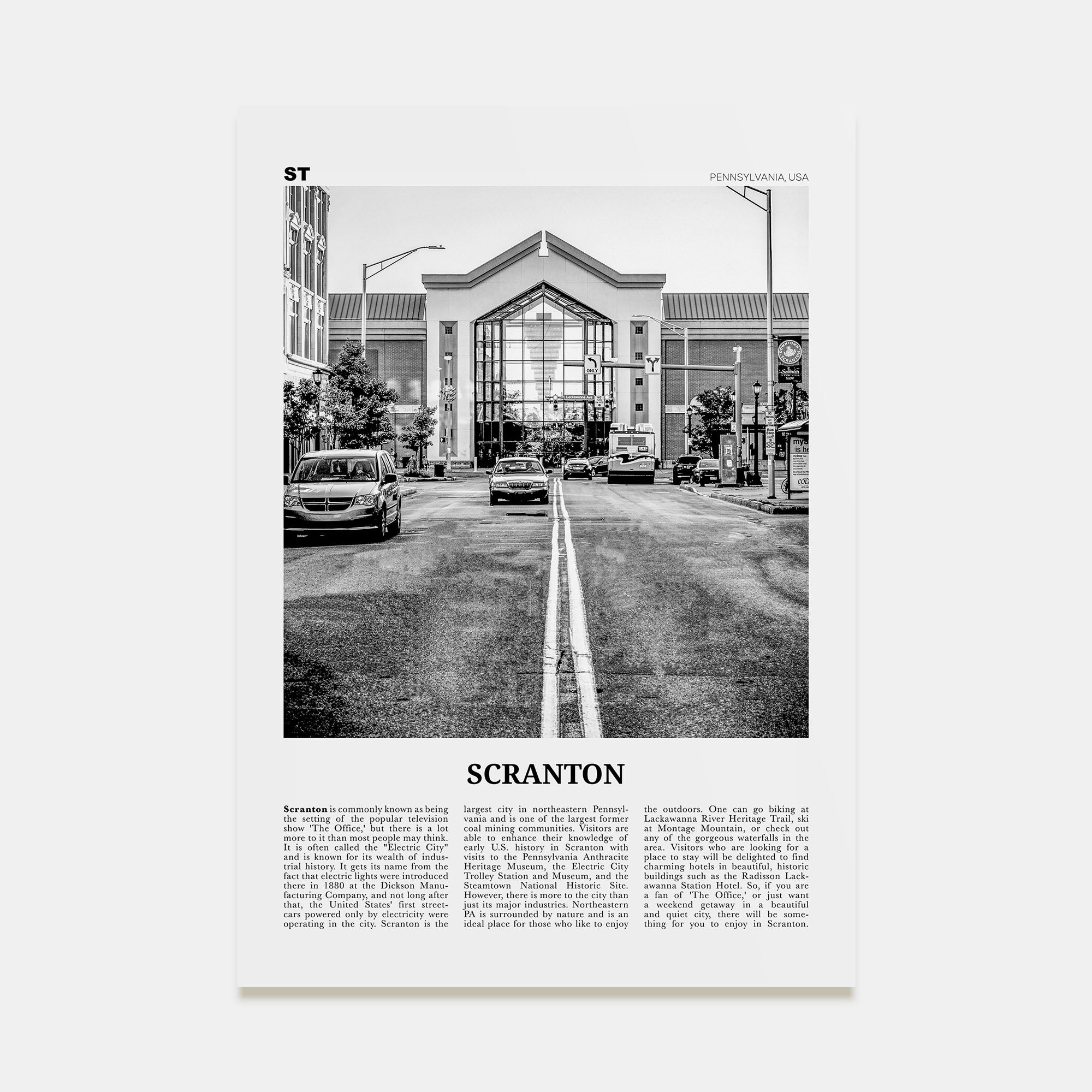 Scranton Travel B&W No 2 Poster
