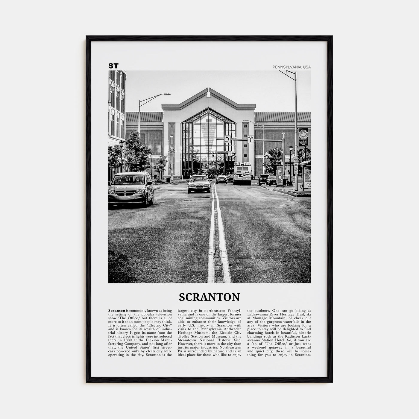 Scranton Travel B&W No 2 Poster