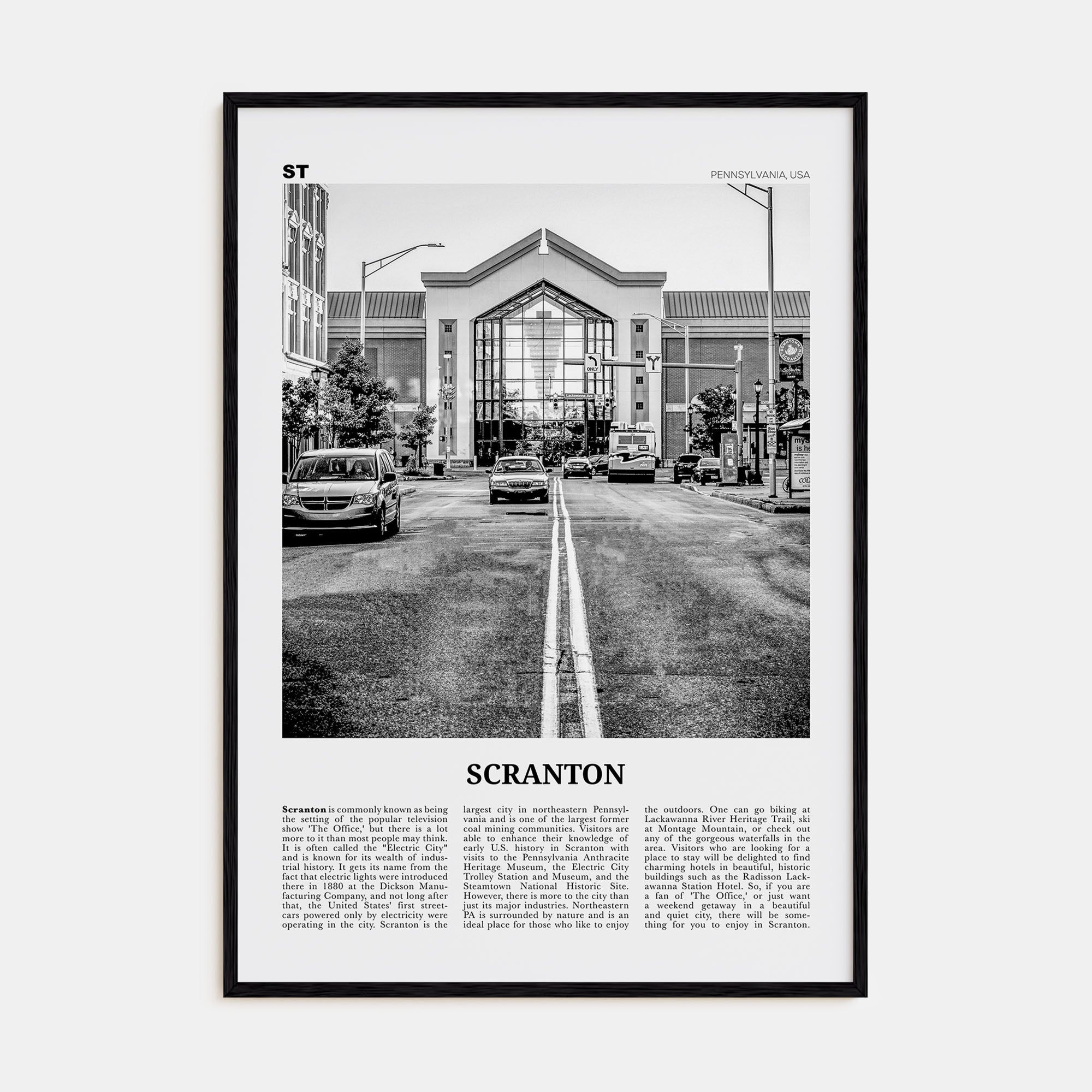 Scranton Travel B&W No 2 Poster