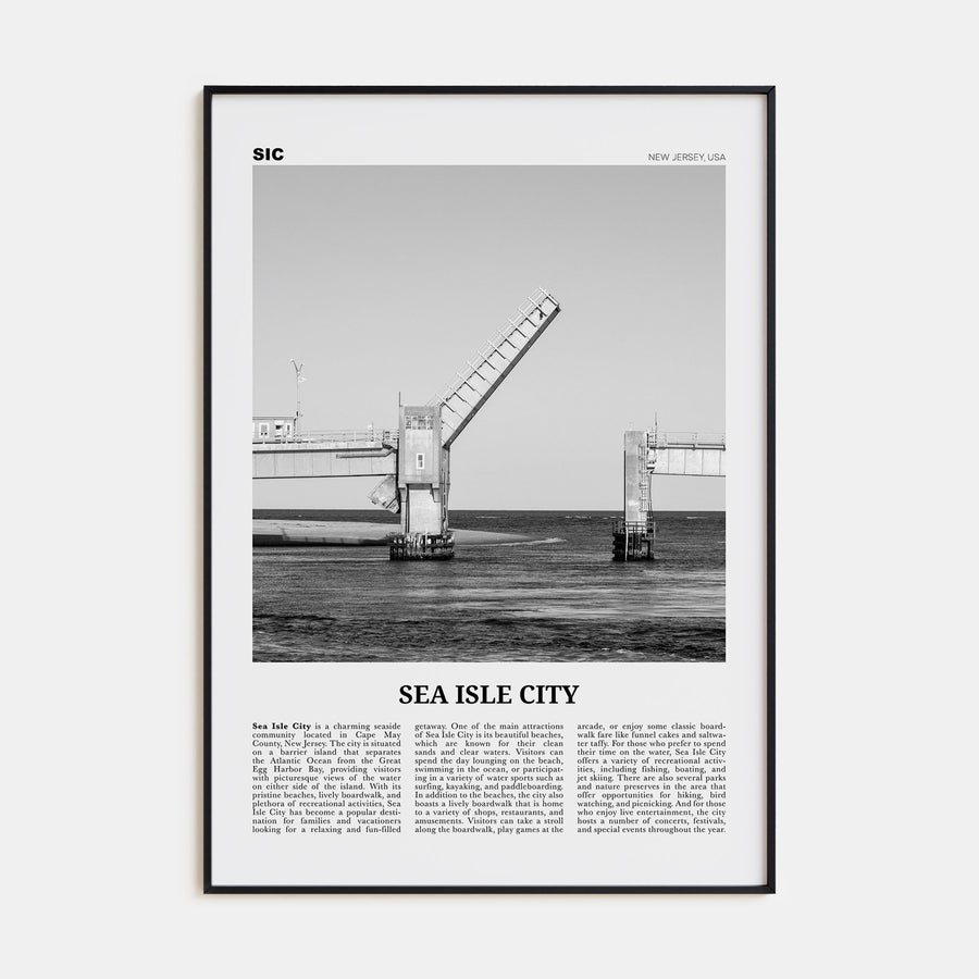 Sea Isle City Travel B&W Poster
