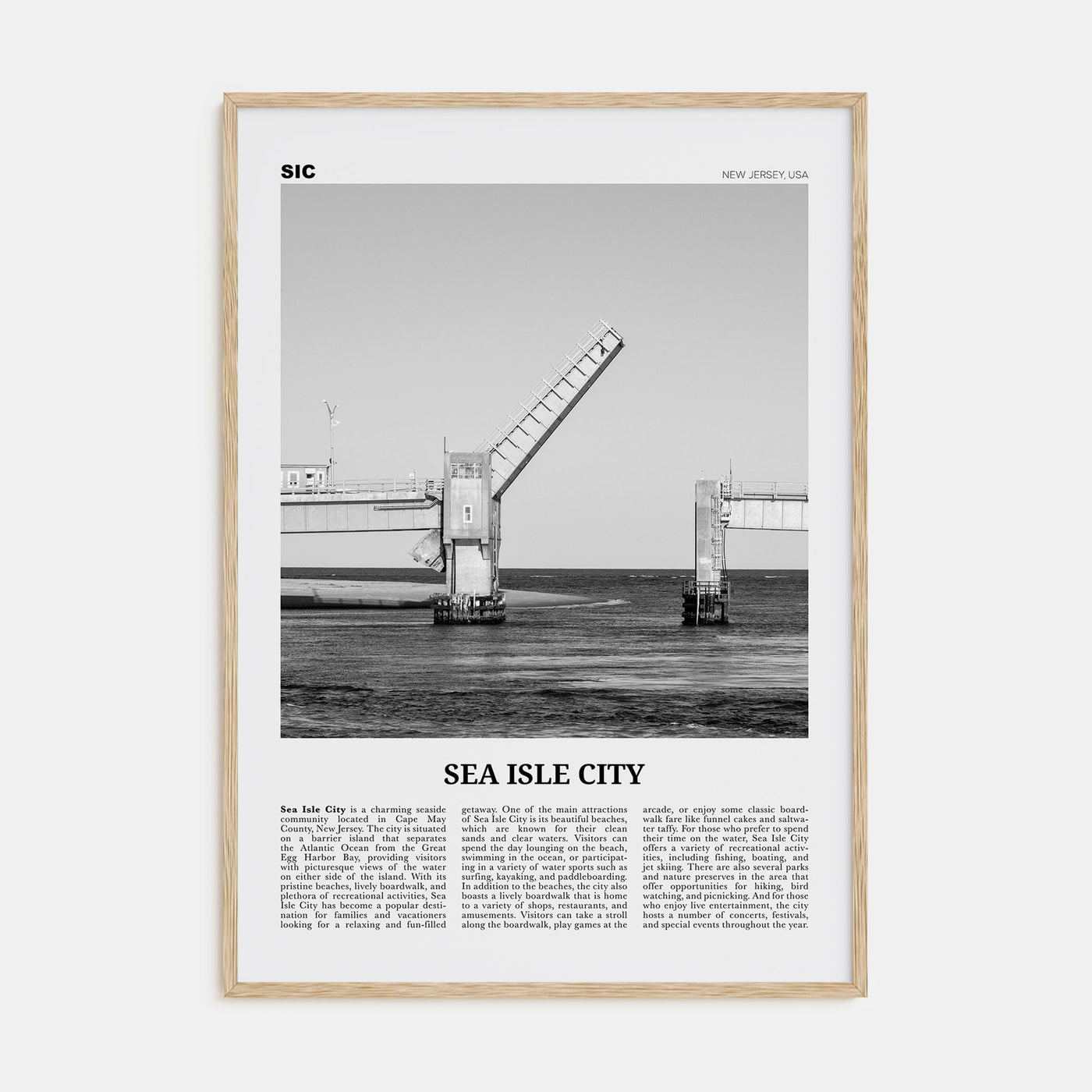 Sea Isle City Travel B&W Poster